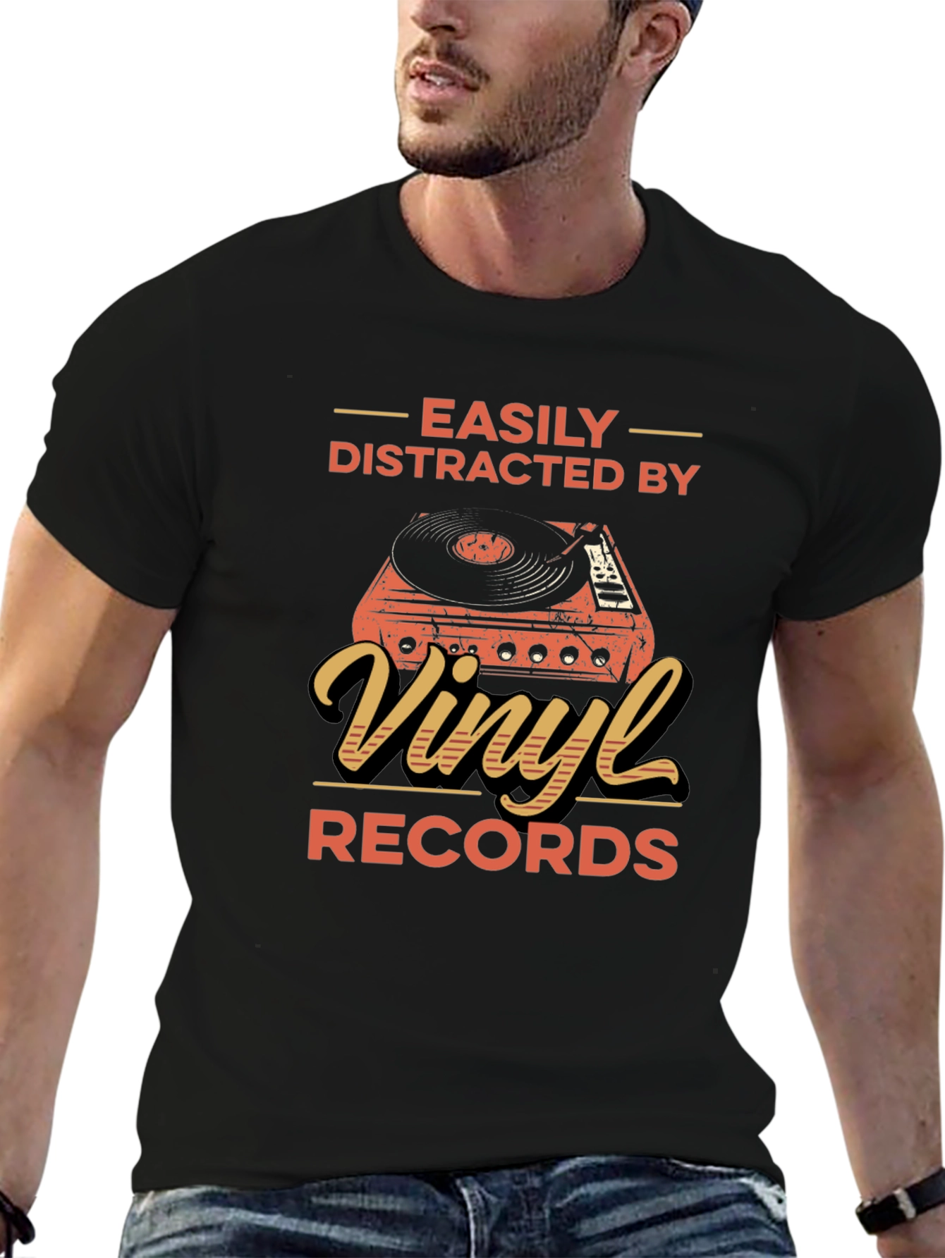 Black Vinyl Record Enthusiast T-Shirt view 6