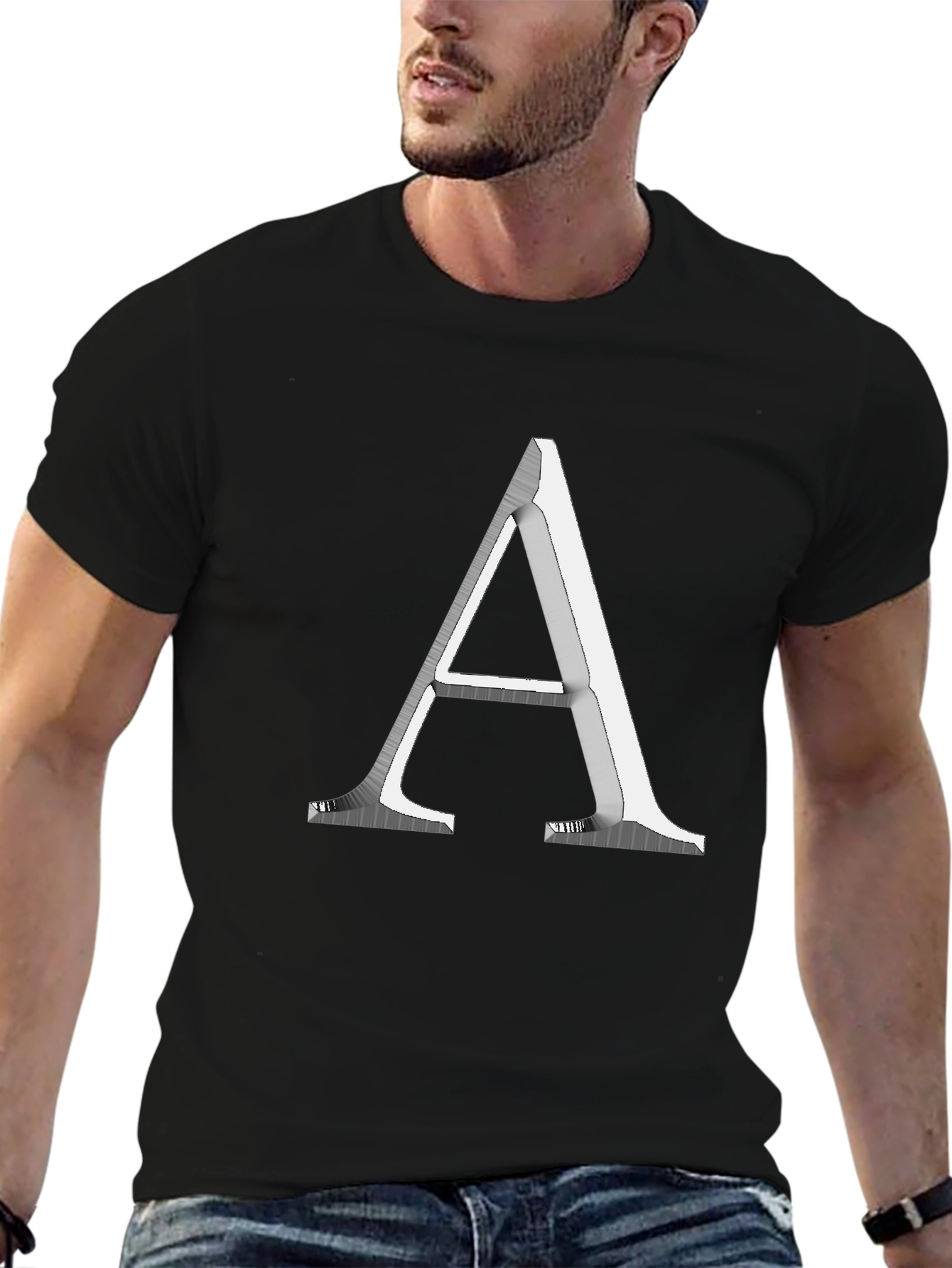 Black Letter A Graphic Tee - Modern Minimalist Design view 6