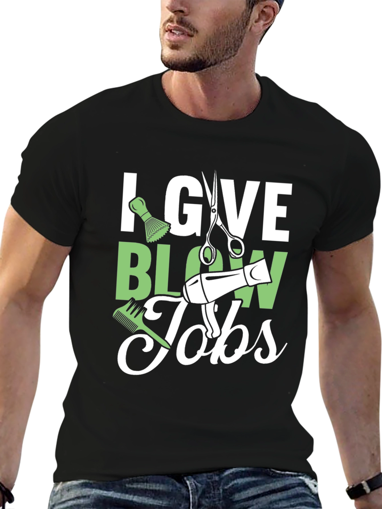 Black Stylist Humor T-Shirt: I Give Blow Jobs view 6