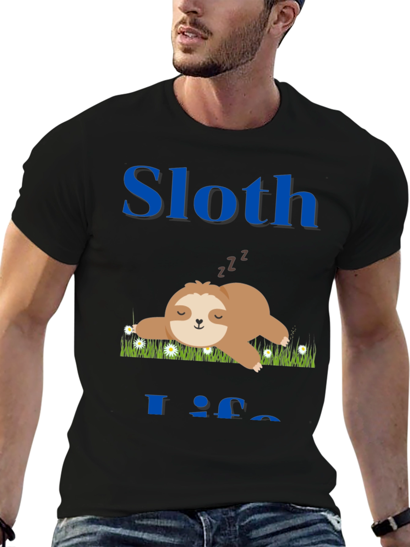 Black Sloth Life T-Shirt - Cute and Comfy view 6