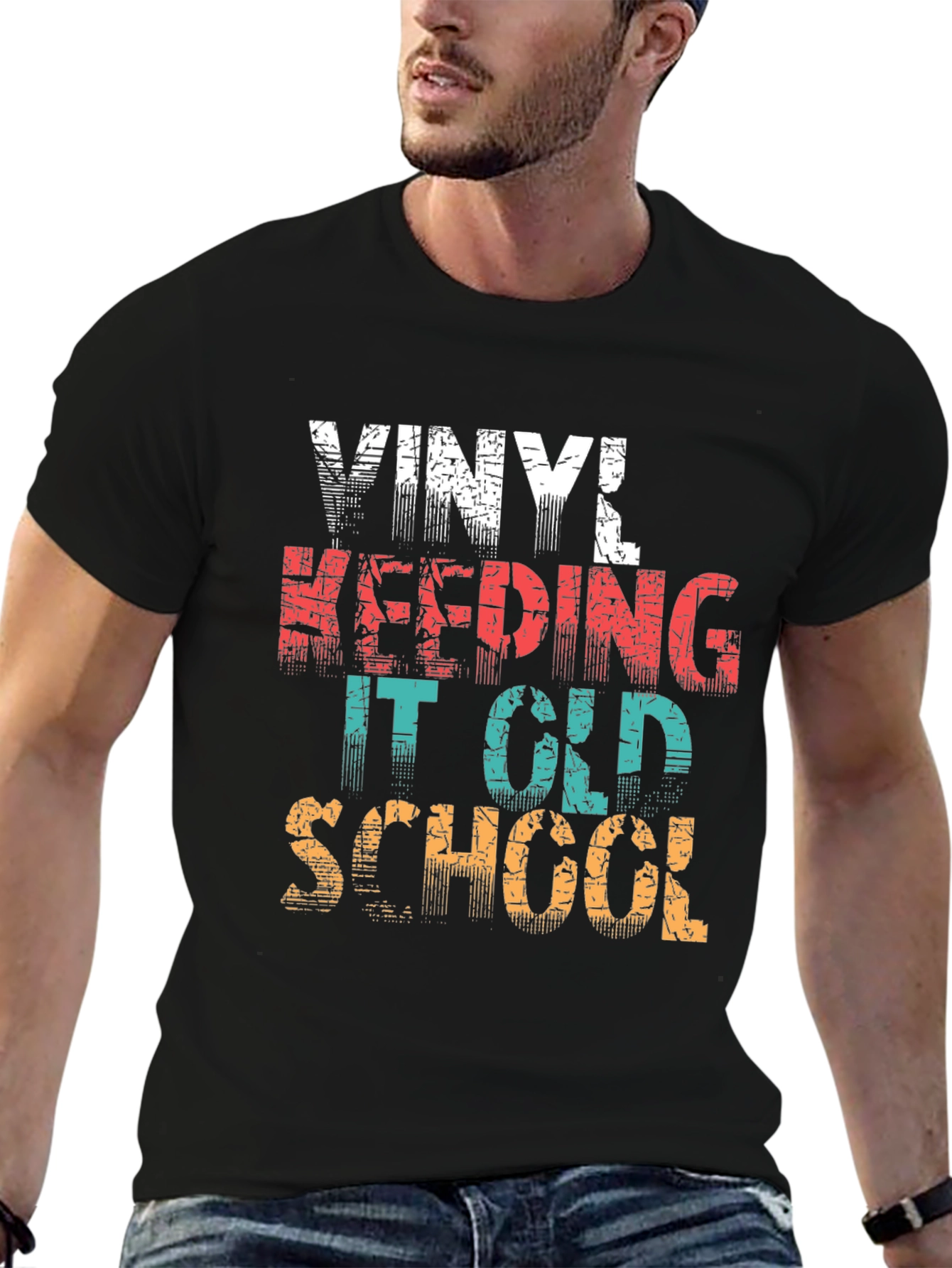 Black Vinyl Keeping It Old School Black T-Shirt view 6