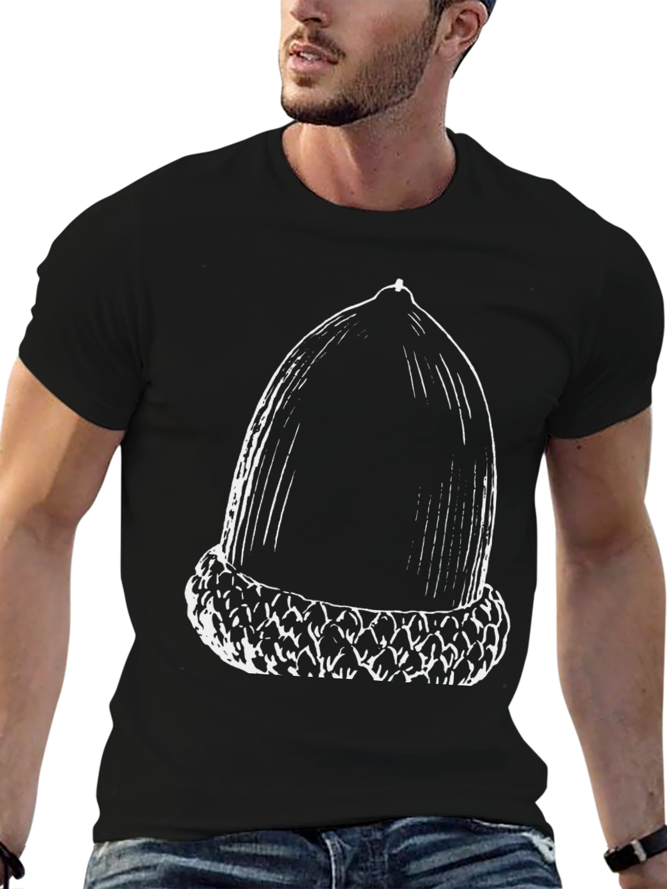 Black Acorn Graphic Tee - Nature Inspired Design view 6