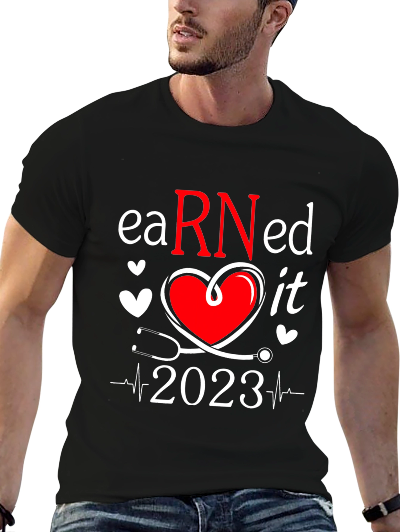 Black Earned It RN 2023 Nurse T-Shirt view 6