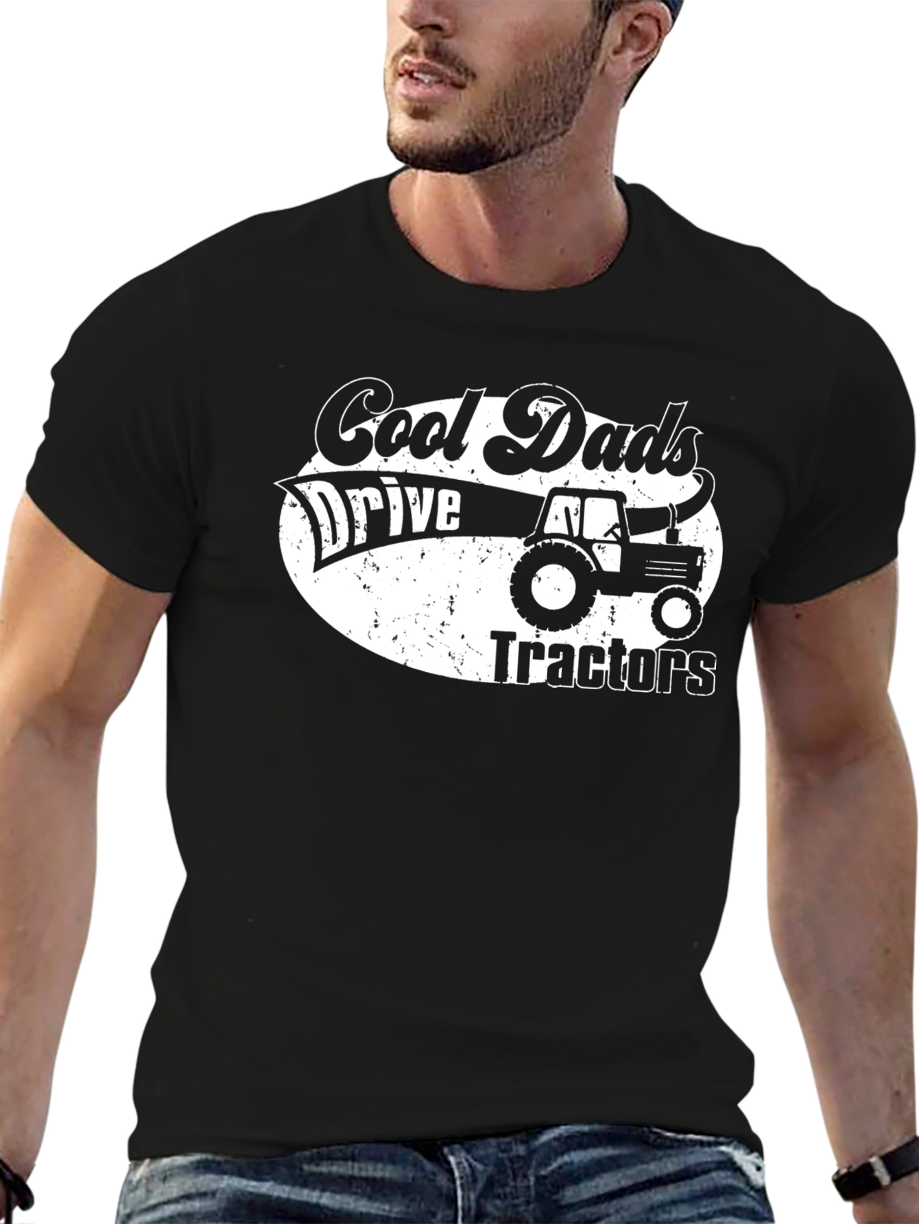 Black Cool Dads Tractor Graphic T-Shirt - Black view 6