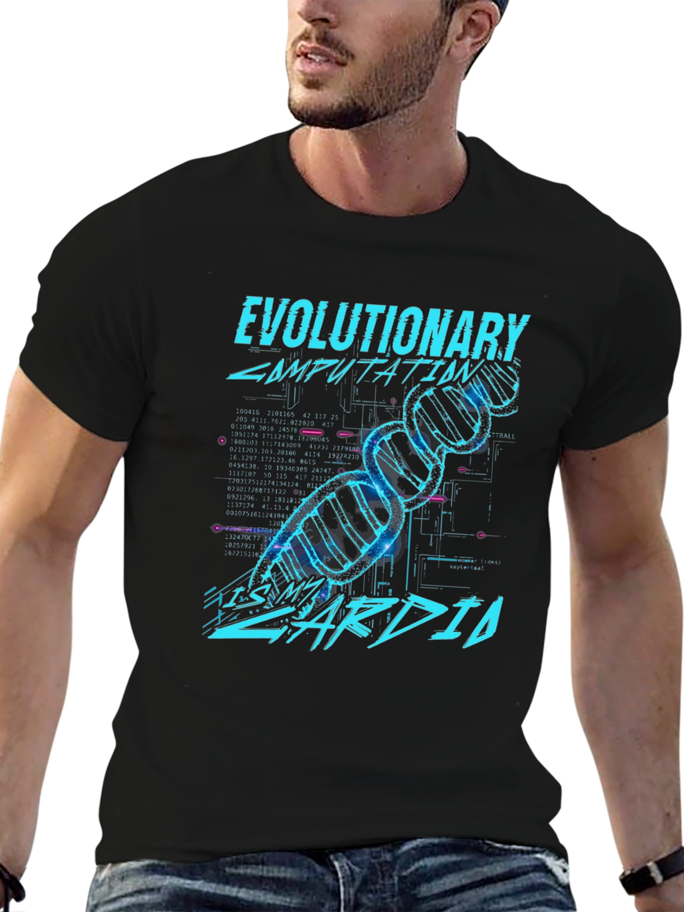 Black Evoluationary Computation T-shirt view 6