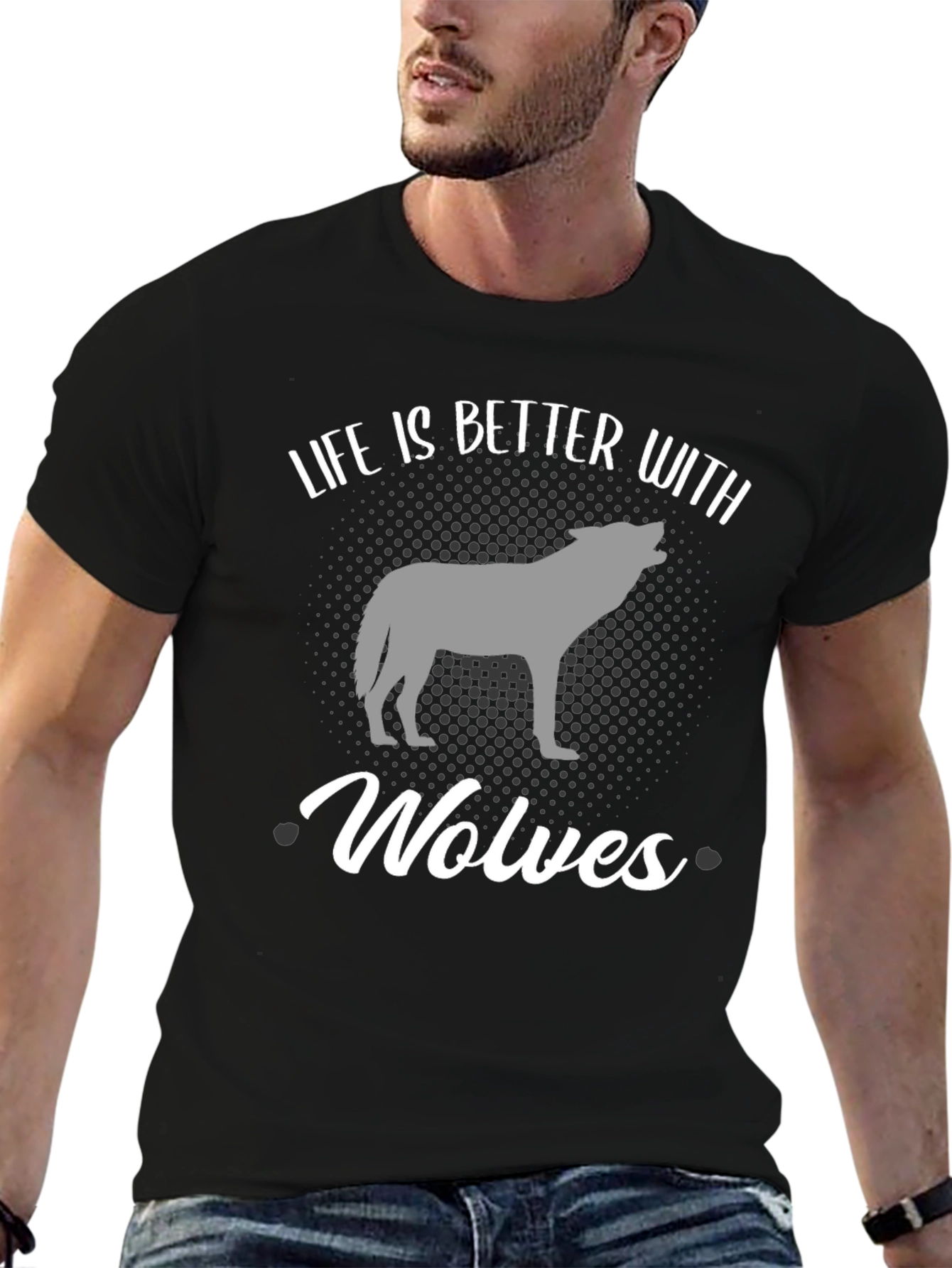 Black Life Is Better With Wolves T-Shirt - Black view 6