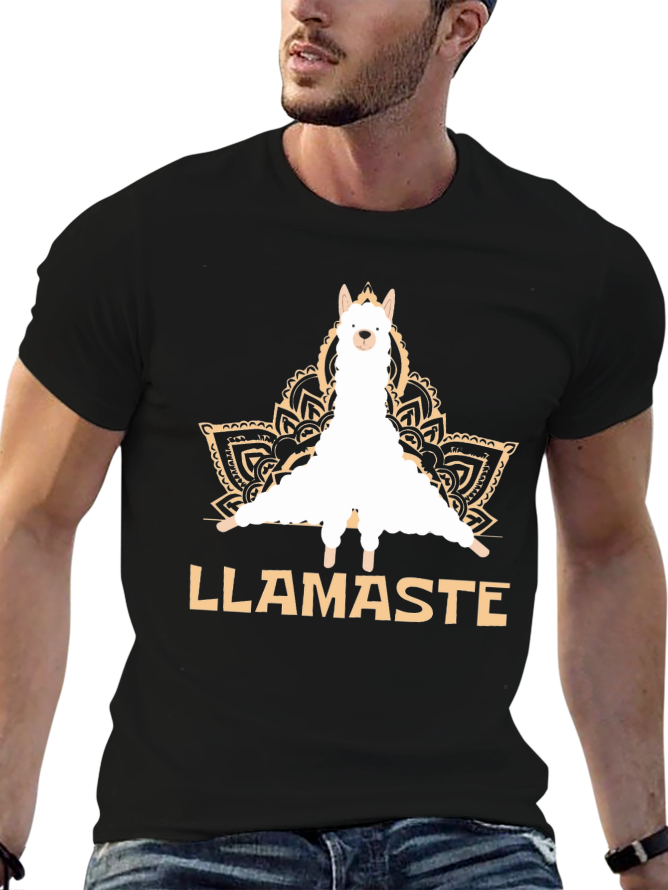 Black Llamaste Men's Graphic T-Shirt view 6