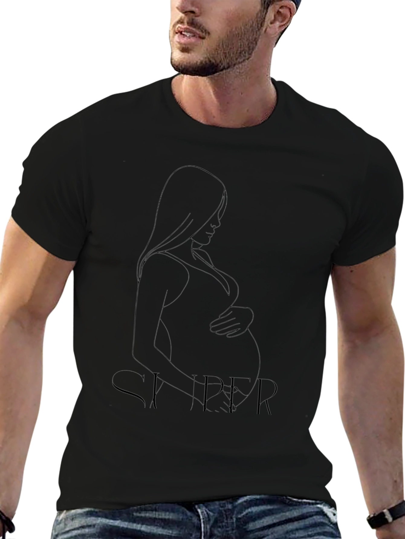 Black Men's Graphic Print Black T-Shirt view 6