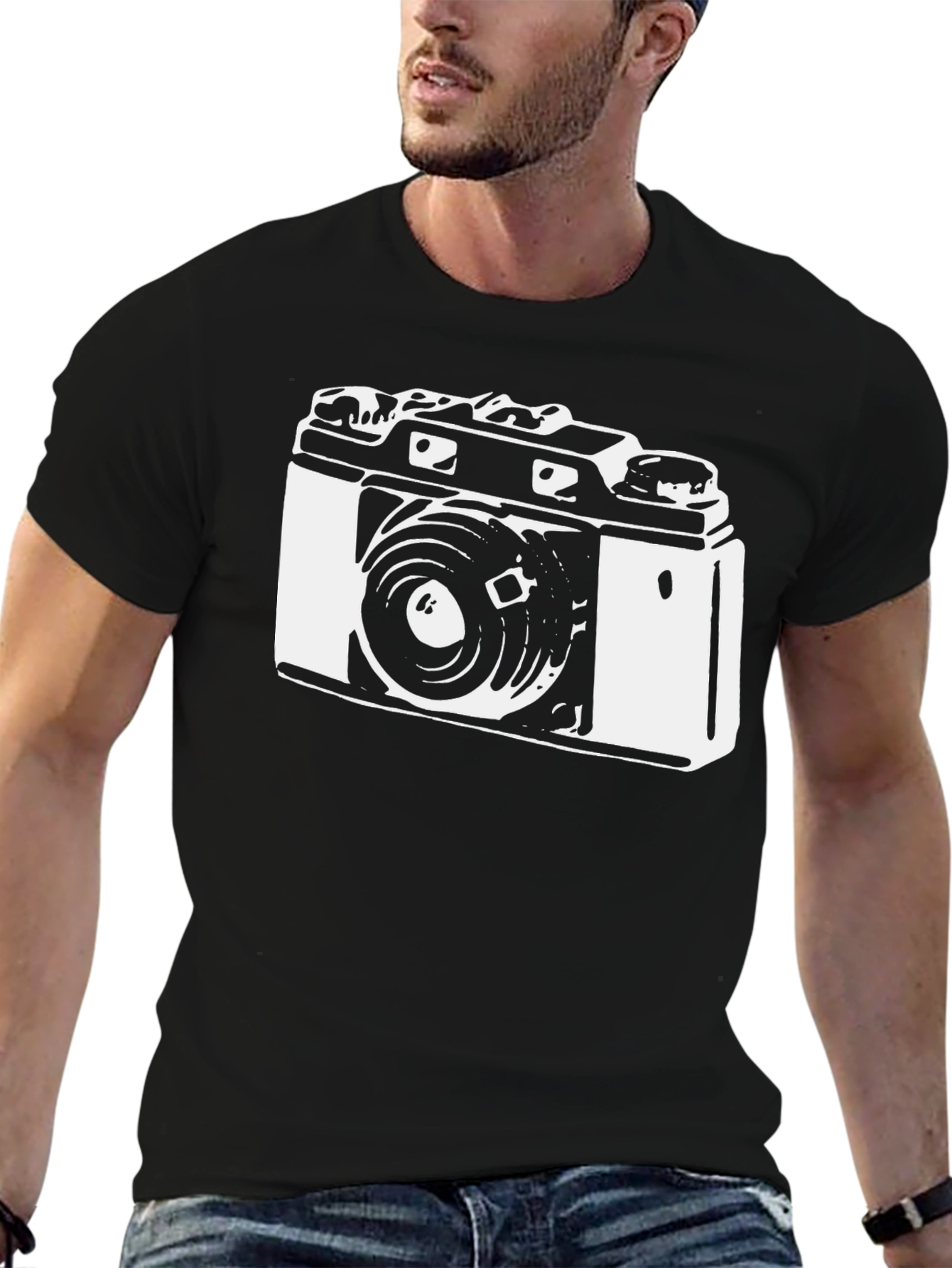 Black Vintage Camera Graphic T-Shirt - Classic Style view 6