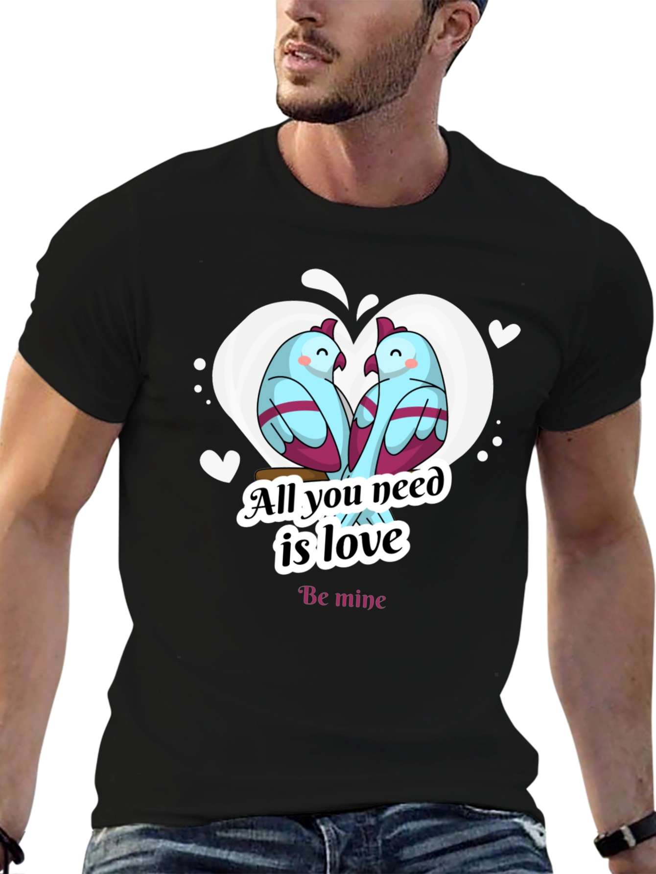 Black Love Birds T-Shirt - All You Need Is Love view 6