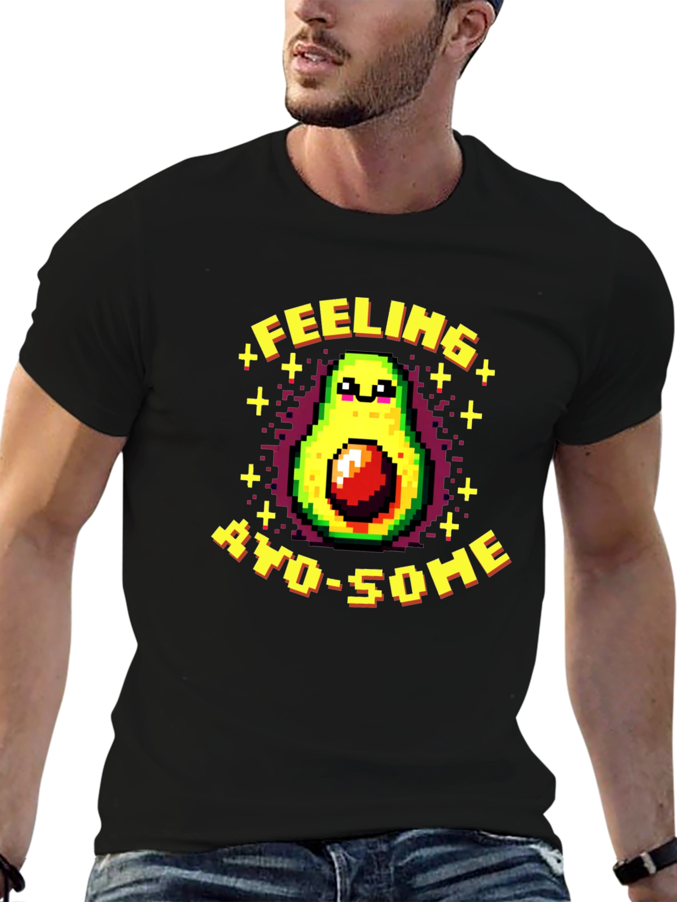Black Feeling Avo-Some Pixelated Avocado T-Shirt view 6
