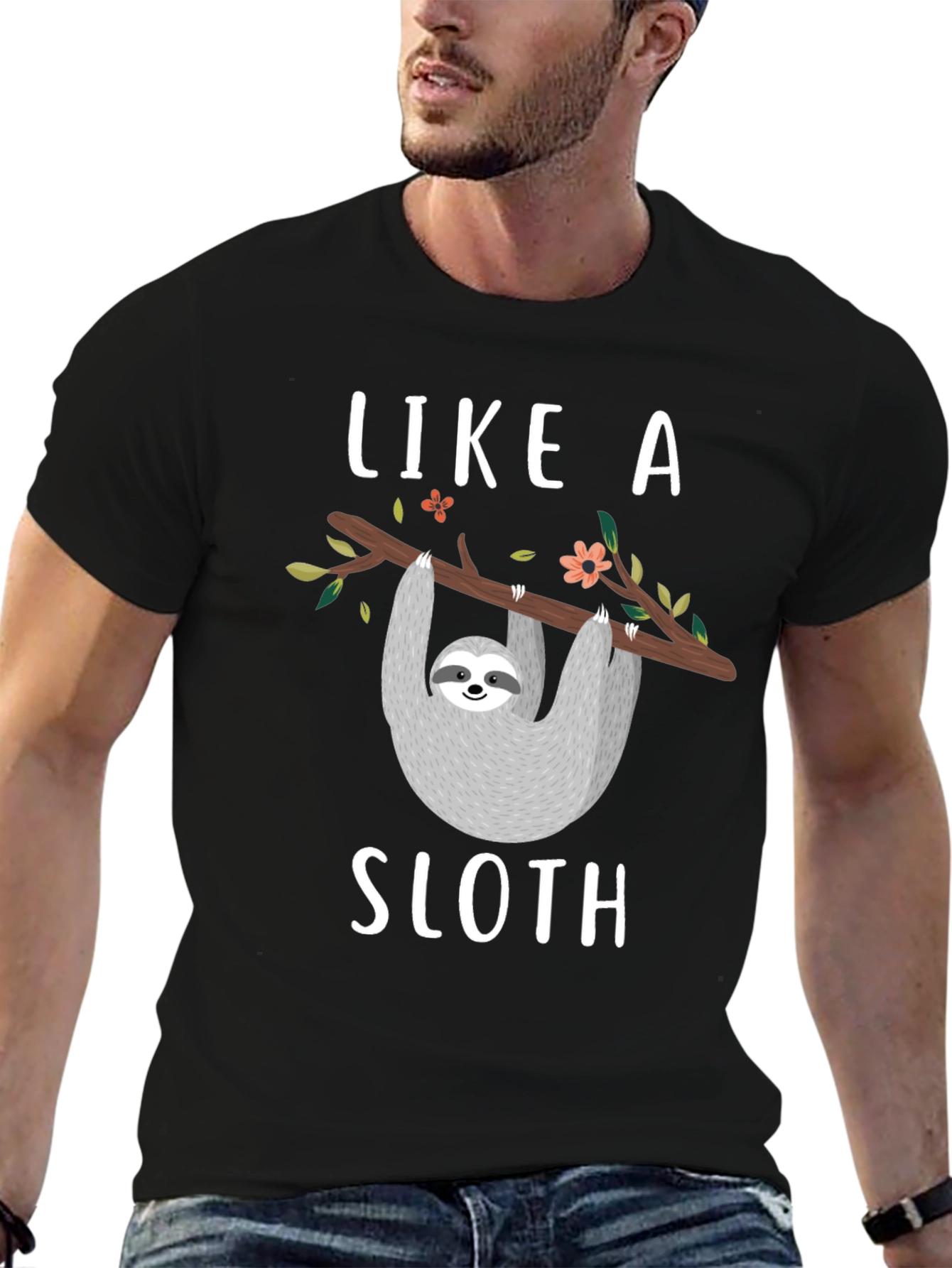 Black Like a Sloth T-Shirt - Funny Animal Tee view 6