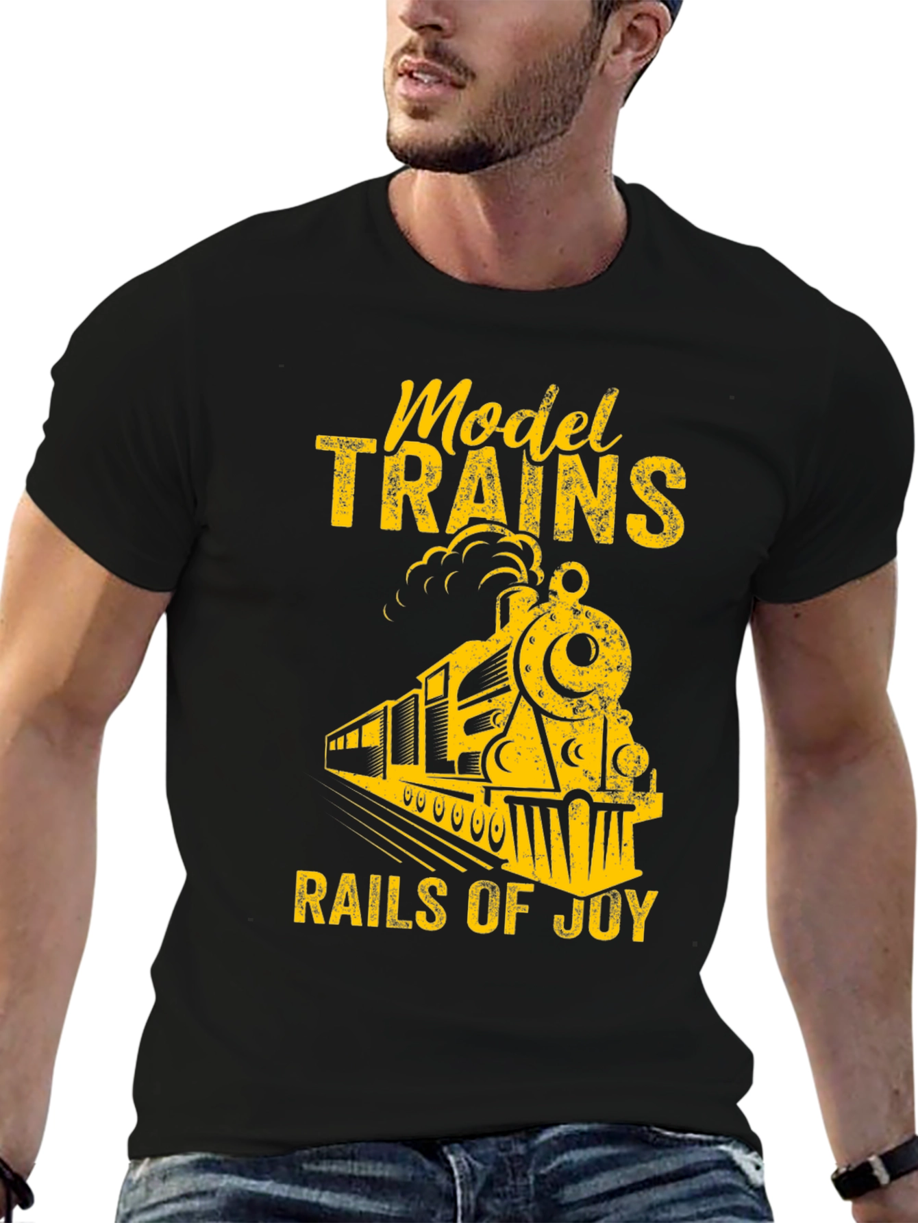 Black Model Trains Rails Of Joy Graphic Tee view 6