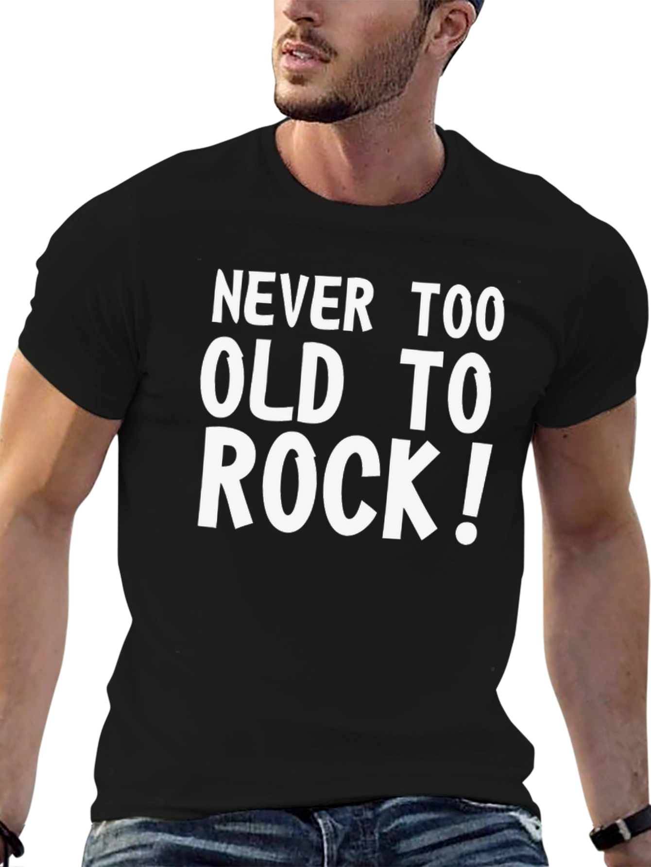 Black Never Too Old To Rock T-Shirt - Cool Graphic Tee view 6