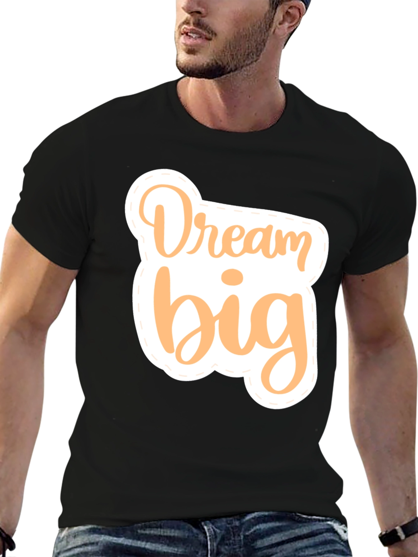 Black Dream Big Graphic Tee - Inspirational Black T-Shirt view 6