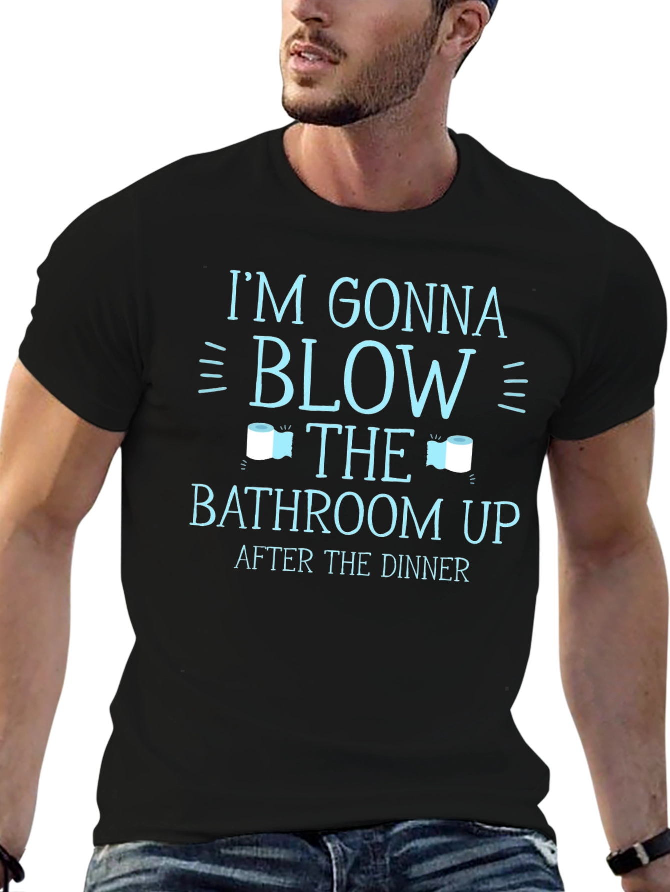 Black Funny Bathroom Humor T-Shirt view 6