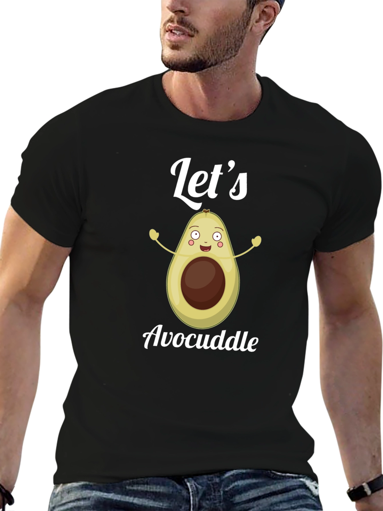 Black Avocuddle T-Shirt: Let's Cuddle Avocado Tee view 6
