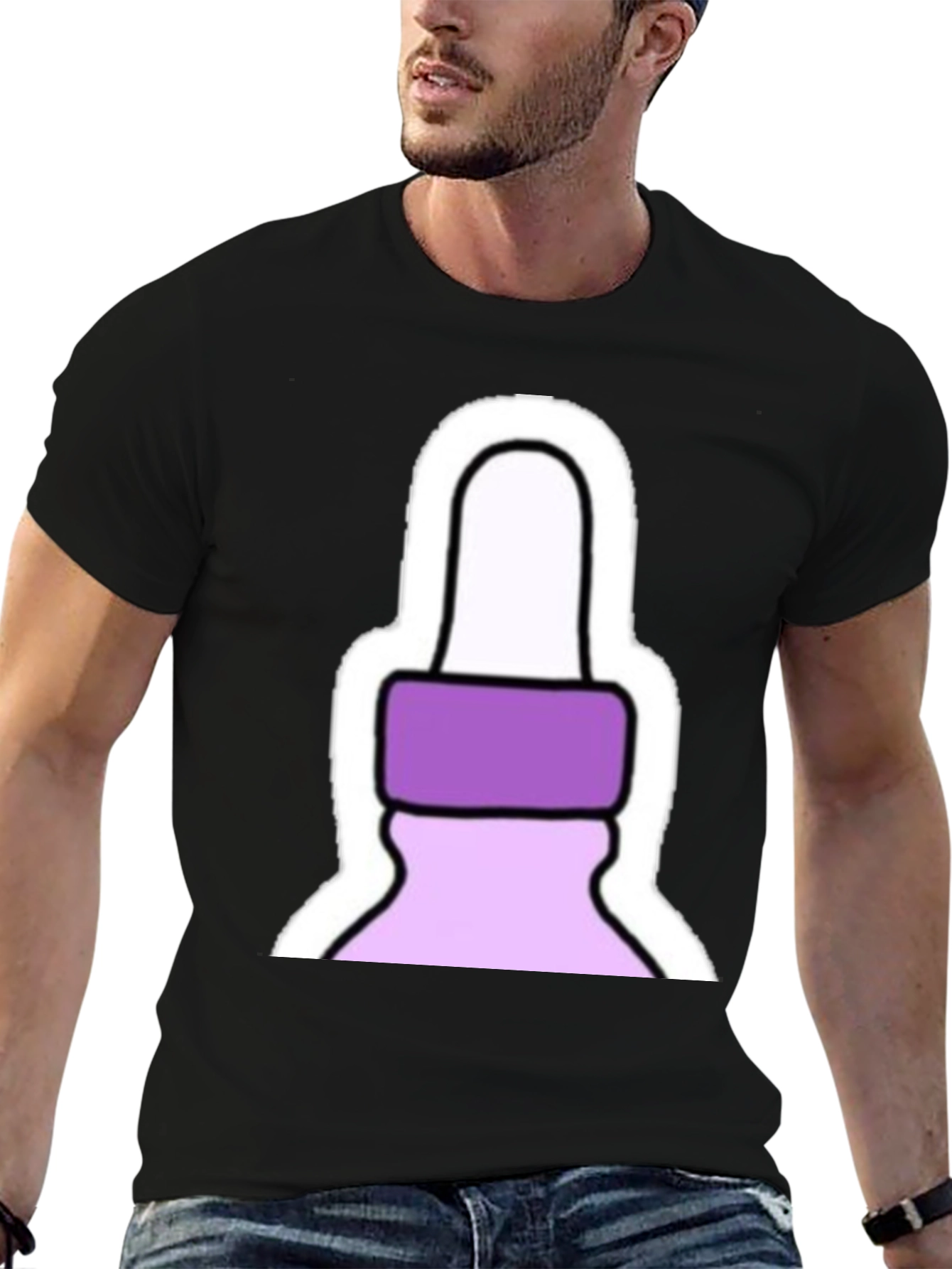 Black Novelty Baby Bottle T-Shirt - Unique Graphic Tee view 6