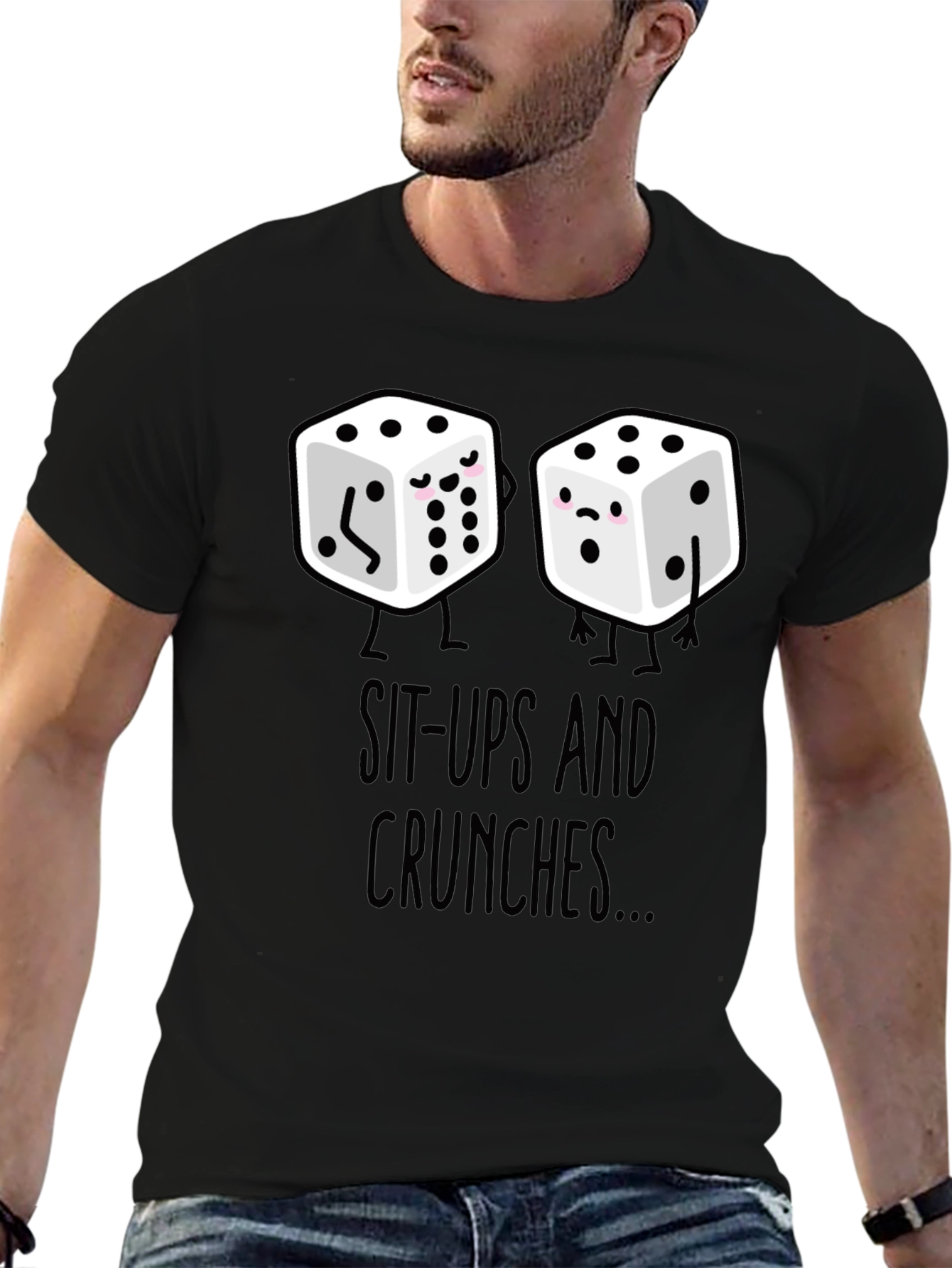 Sit-Ups & Crunches Dice Graphic Tee - Black - 6