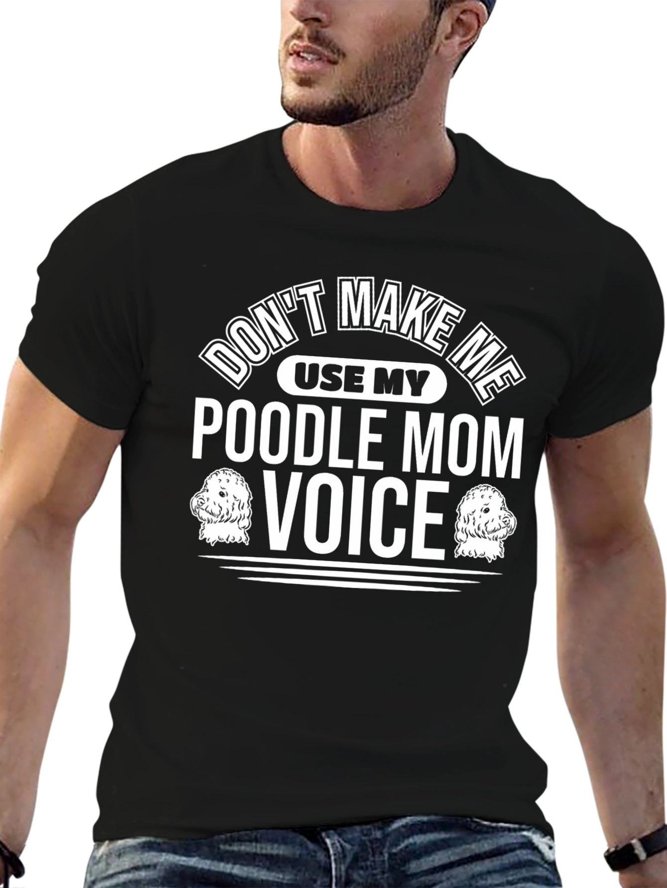 Black Poodle Mom Voice Graphic T-Shirt view 6
