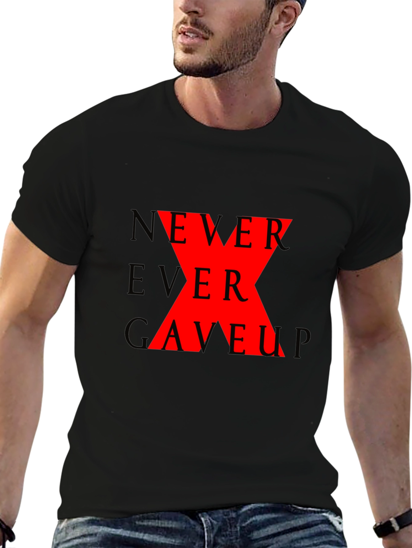 Black Never Ever Gave Up Graphic T-Shirt view 6