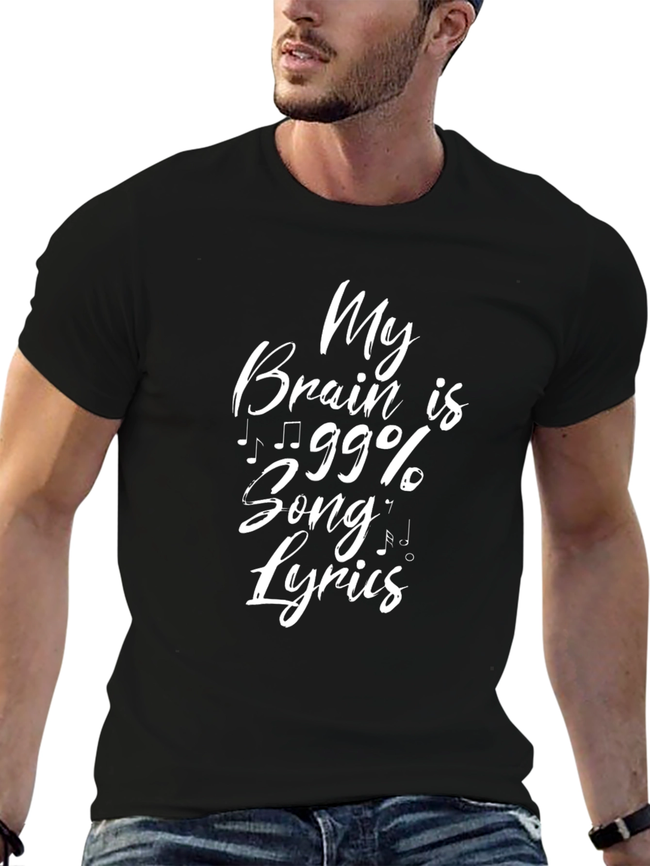 Black My Brain is 99% Song Lyrics Black T-Shirt view 6