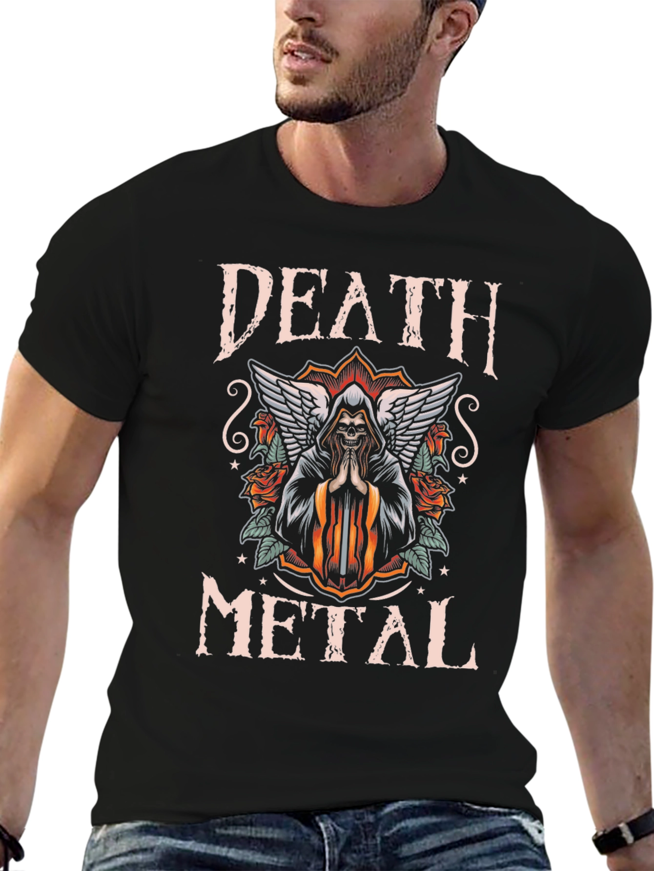Black Death Metal Graphic T-Shirt view 6