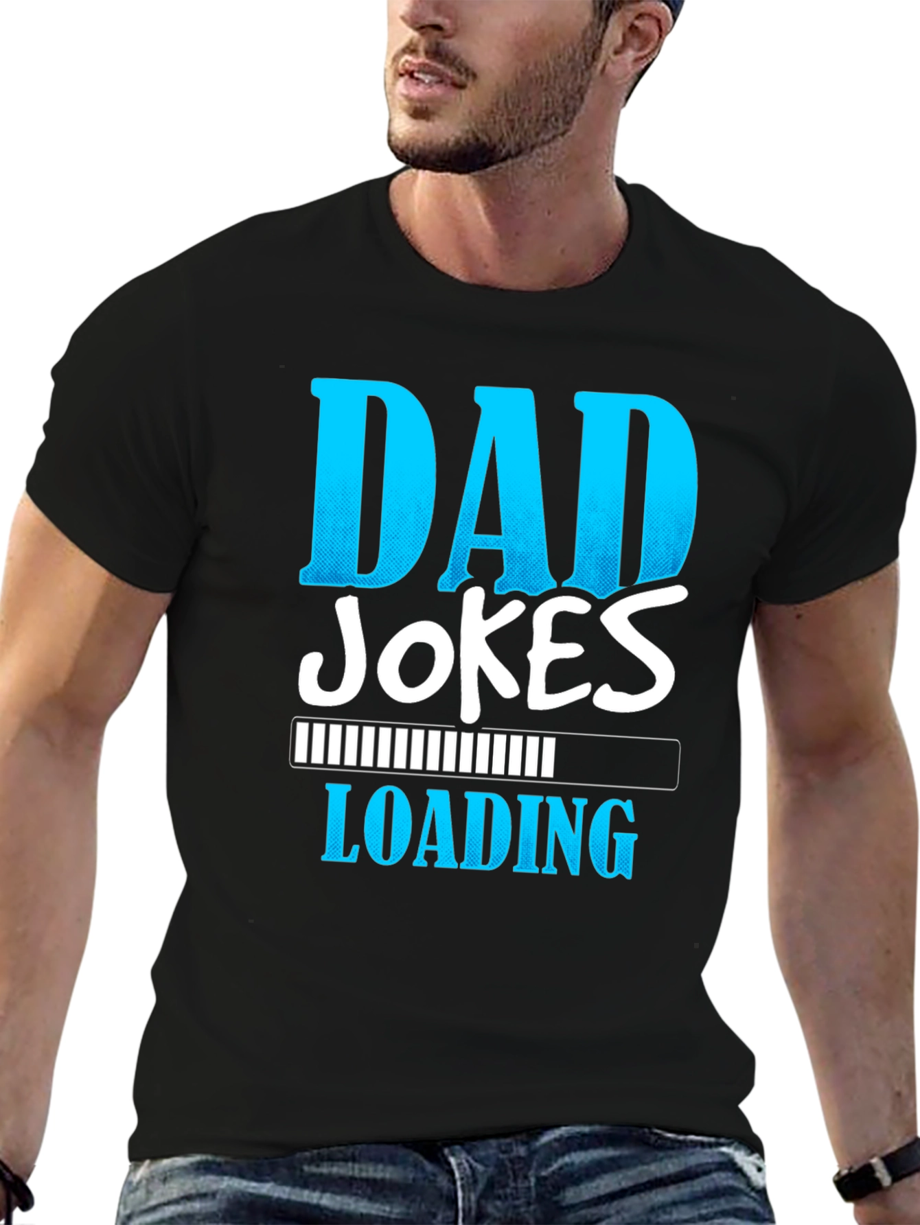 Black Dad Jokes Loading T-Shirt - Funny Father's Day Gift view 6
