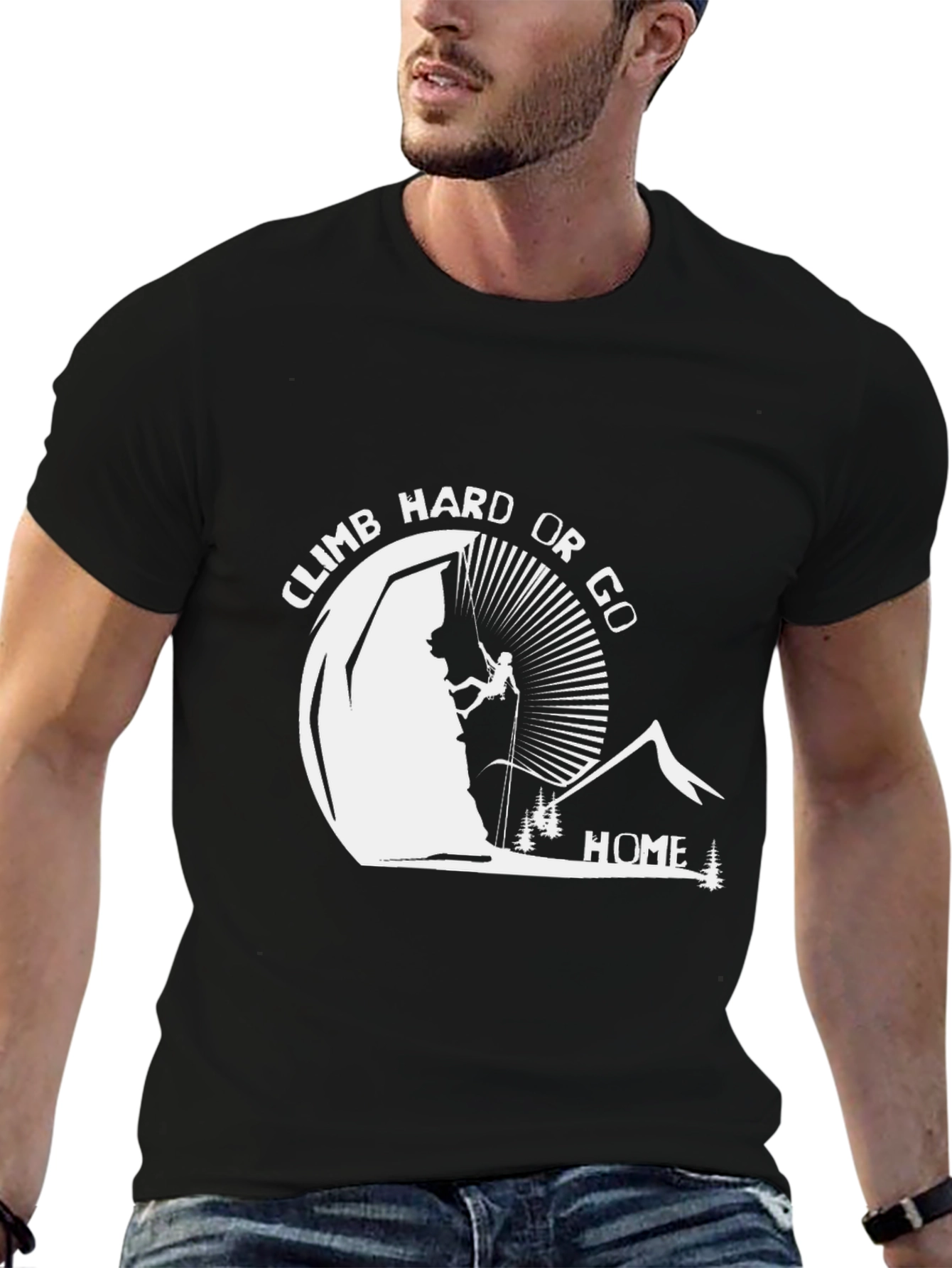 Black Climb Hard Or Go Home Black Graphic T-Shirt view 6