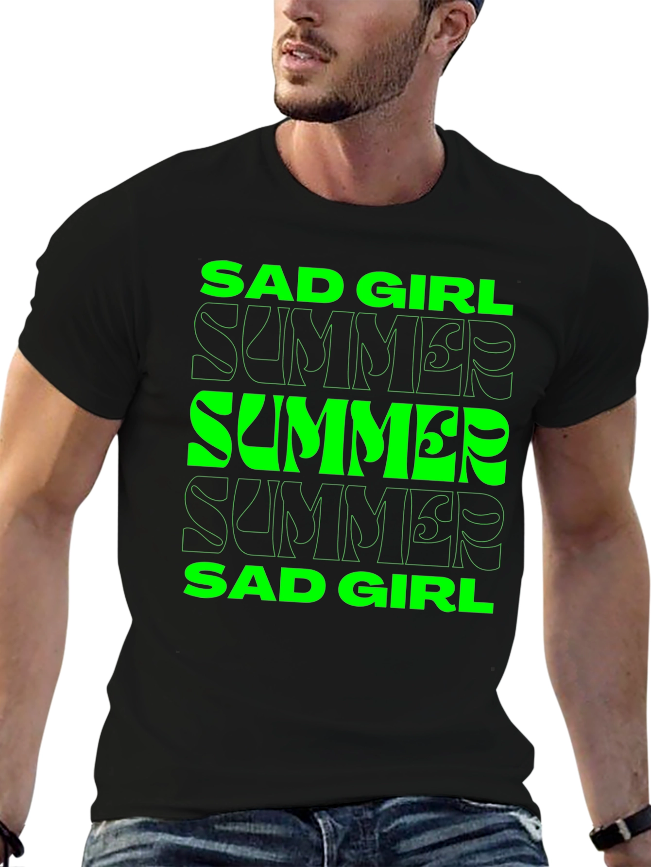 Sad Girl Summer Graphic Tee - Black - 6