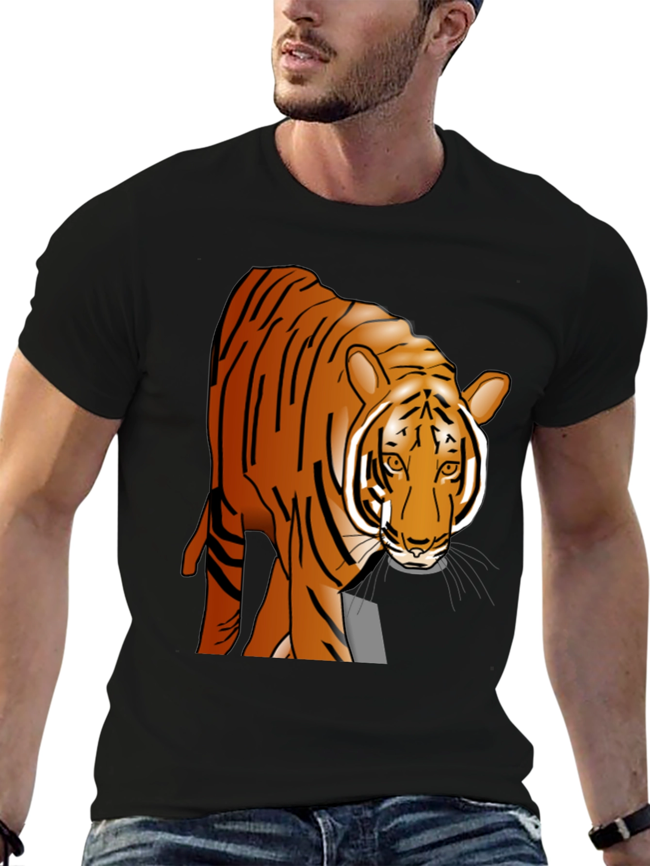 Black Tiger Graphic Black T-Shirt - Wildlife Tee view 6