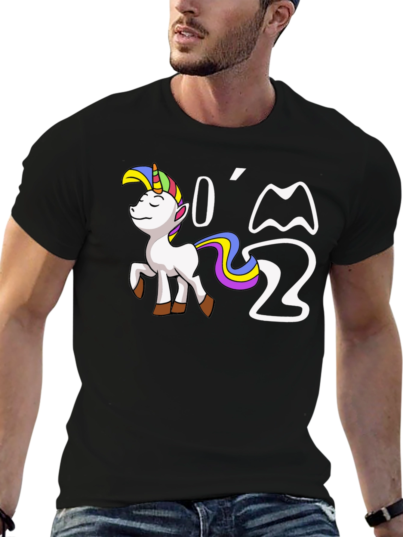 Black I'm Two Unicorn Birthday T-Shirt view 6