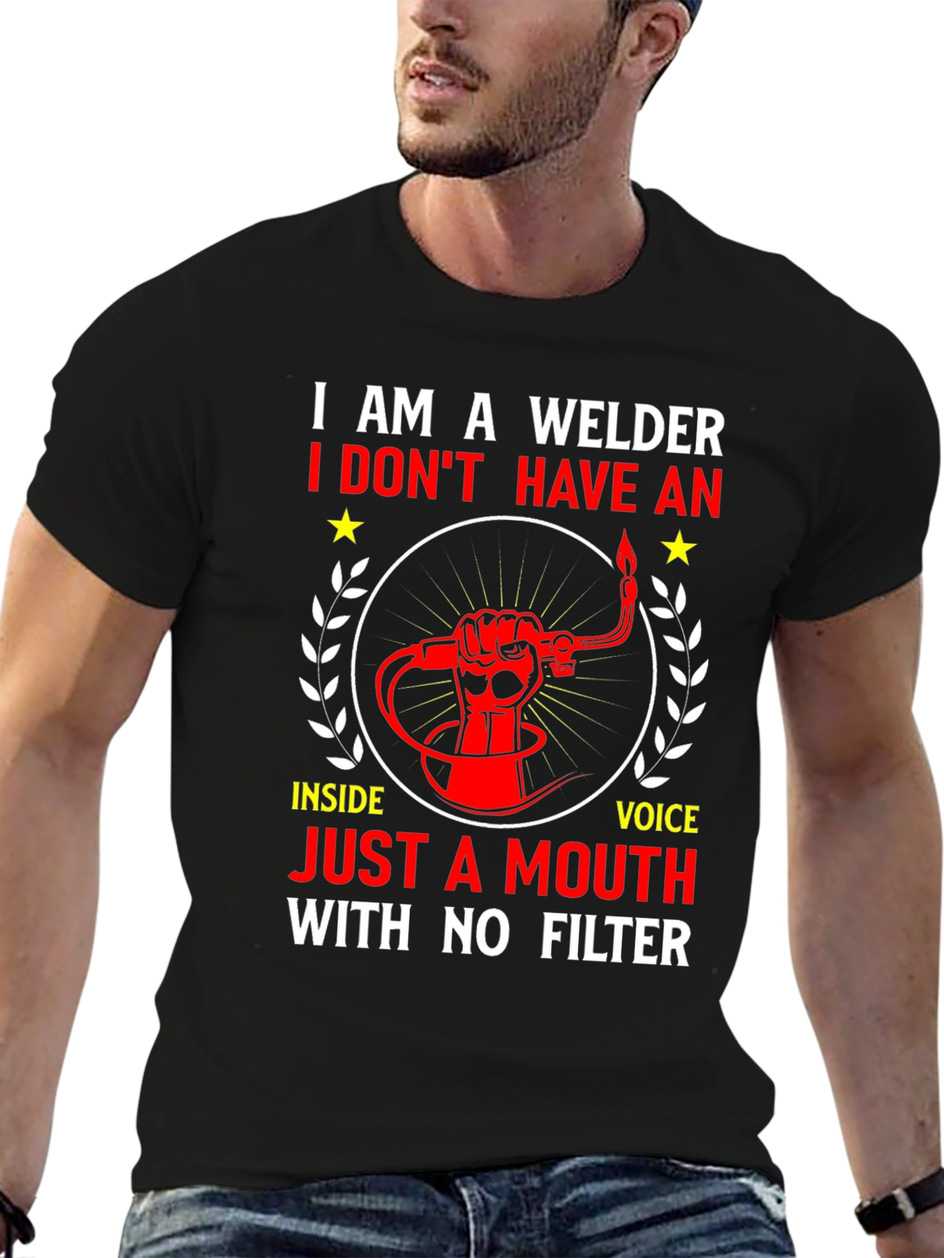 Black Welder T-Shirt - No Filter, Funny Quote view 6