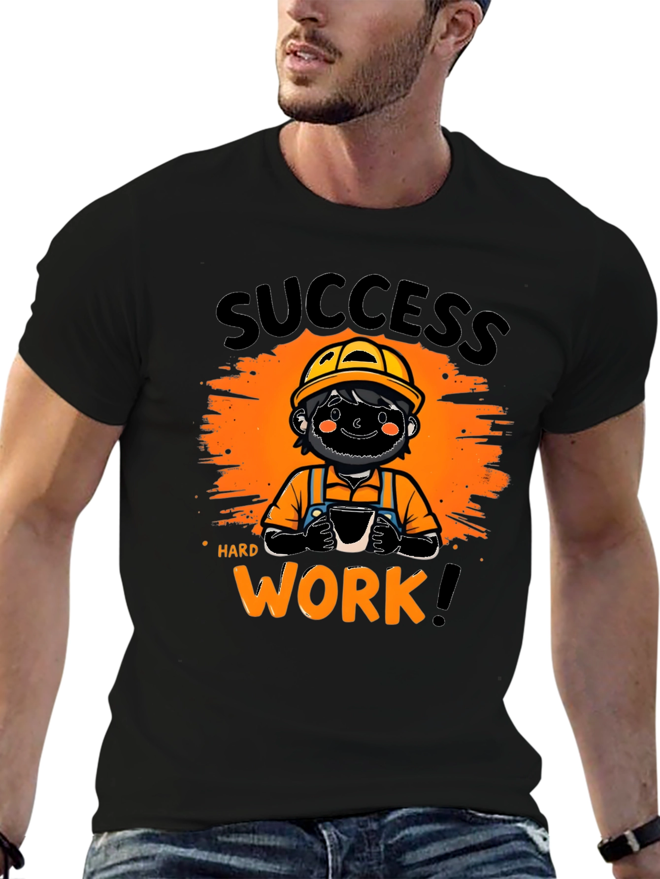 Black Success Hard Work Graphic T-Shirt view 6