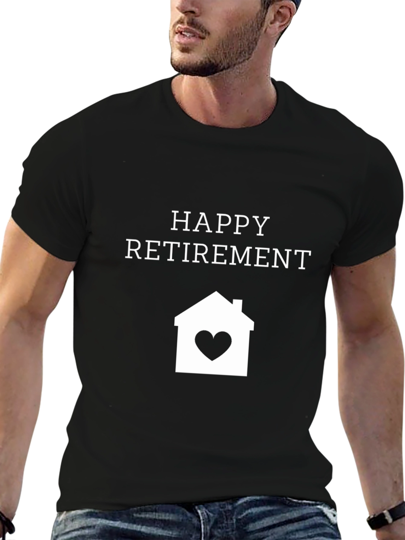 Black Happy Retirement Home Heart T-Shirt view 6