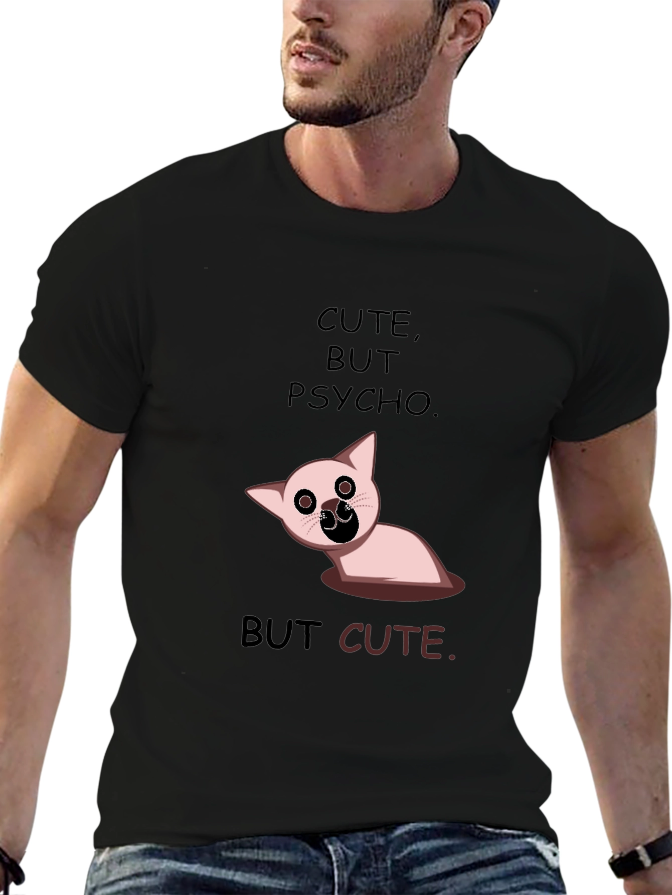 Black Cute But Psycho Funny Graphic Tee view 6