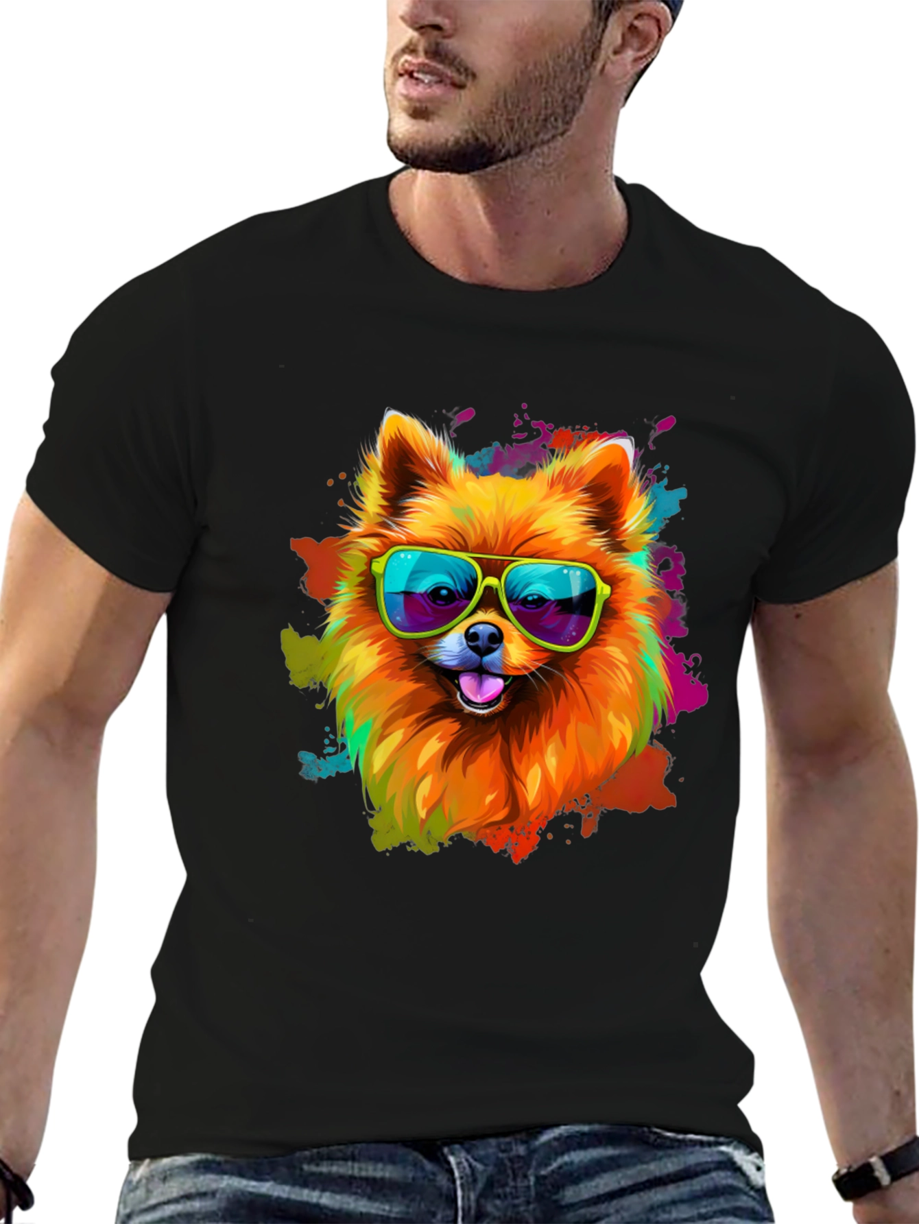 Black Cool Dog Graphic Tee - Funky Pet Lover T-Shirt view 6