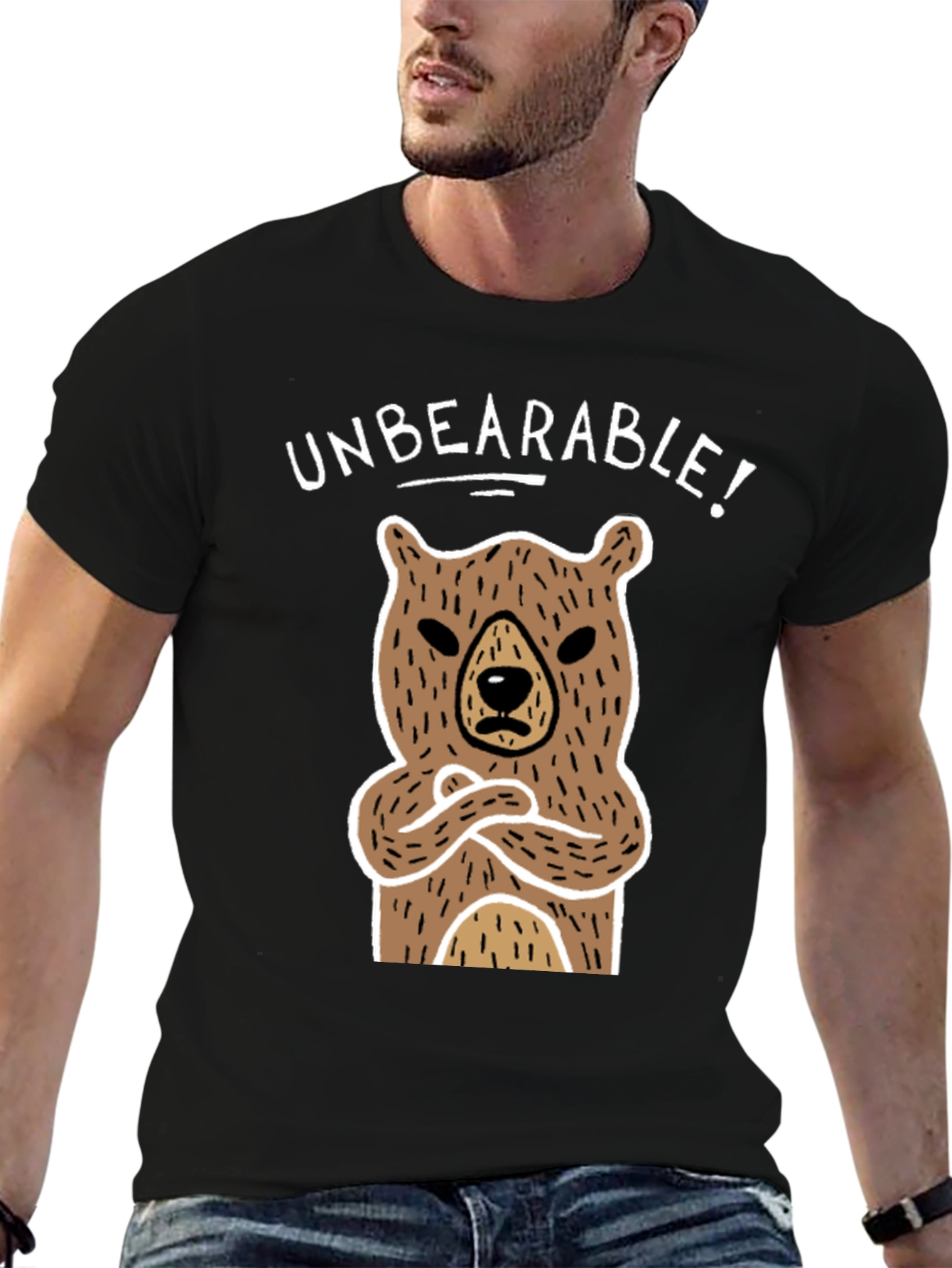 Black Unbearable Bear Graphic T-Shirt view 6