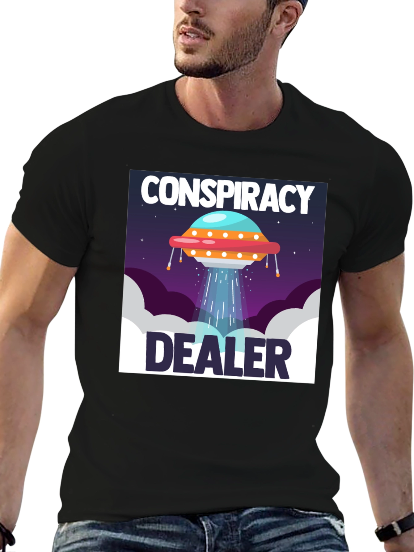 Black Conspiracy Dealer UFO T-Shirt view 6