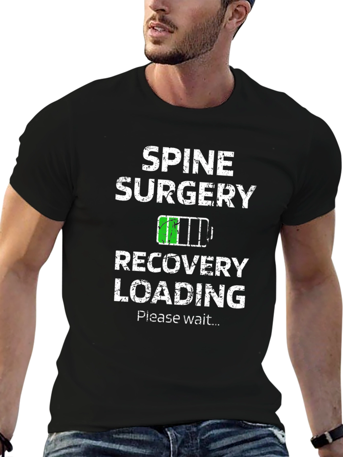 Black Spine Surgery Recovery Loading T-Shirt view 6