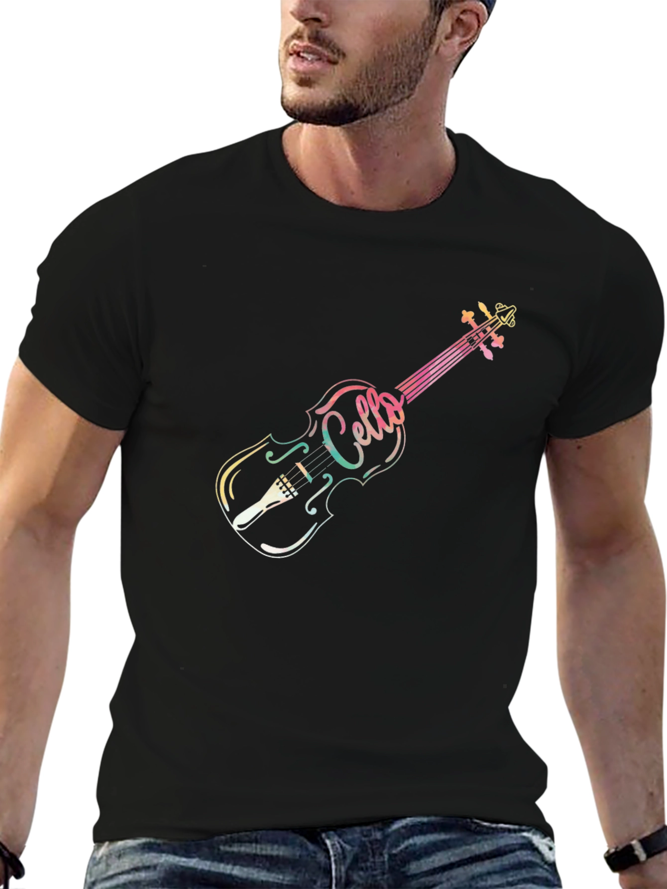 Black Cello Musical Instrument T-Shirt - Unique Design view 6