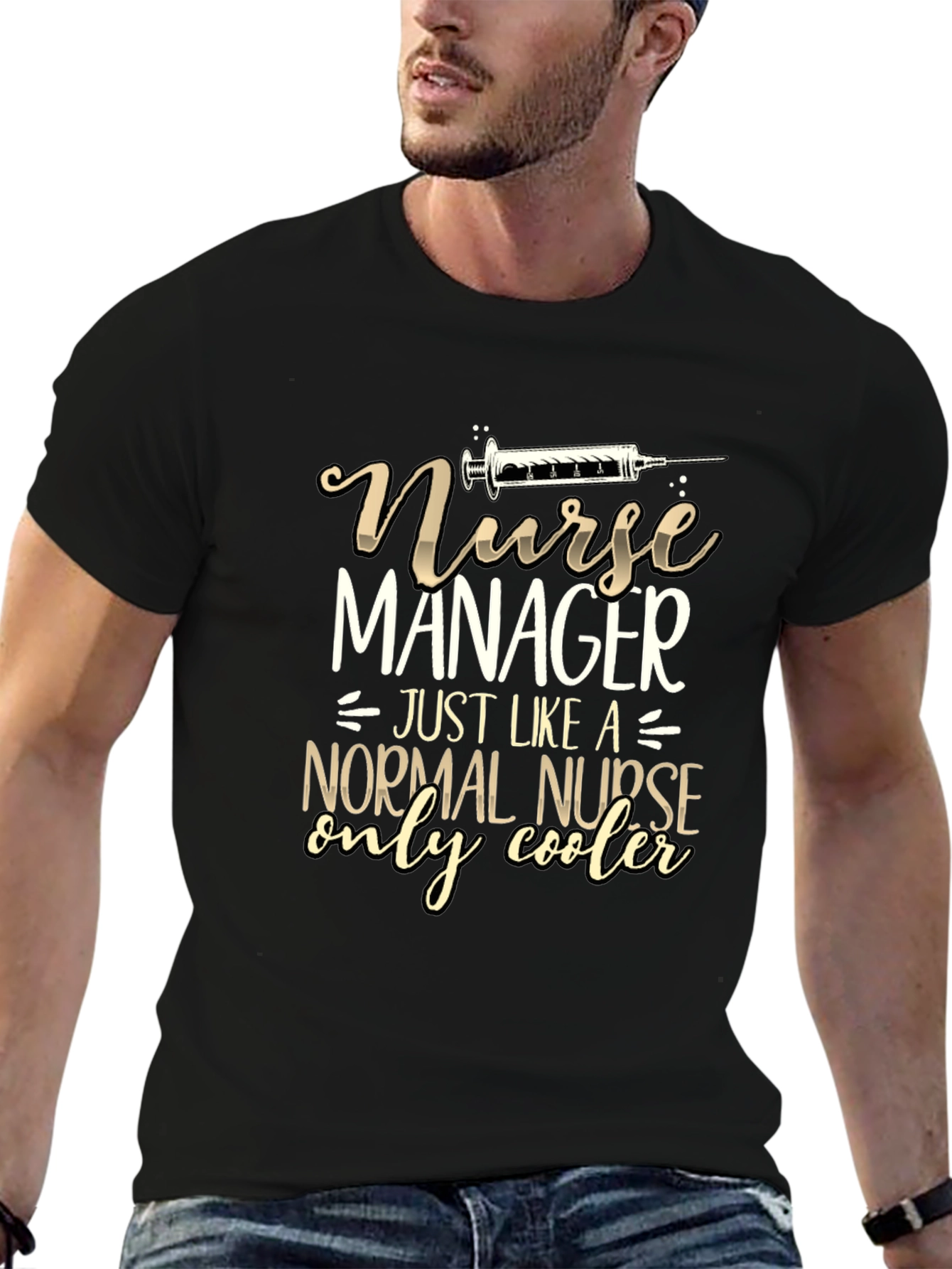 Black Nurse Manager Funny T-Shirt - Only Cooler! view 6