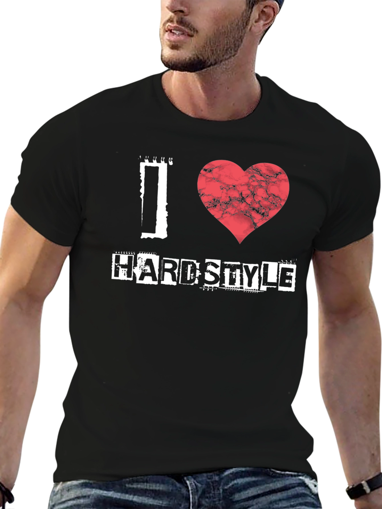 Black I Heart Hardstyle Black T-Shirt view 6