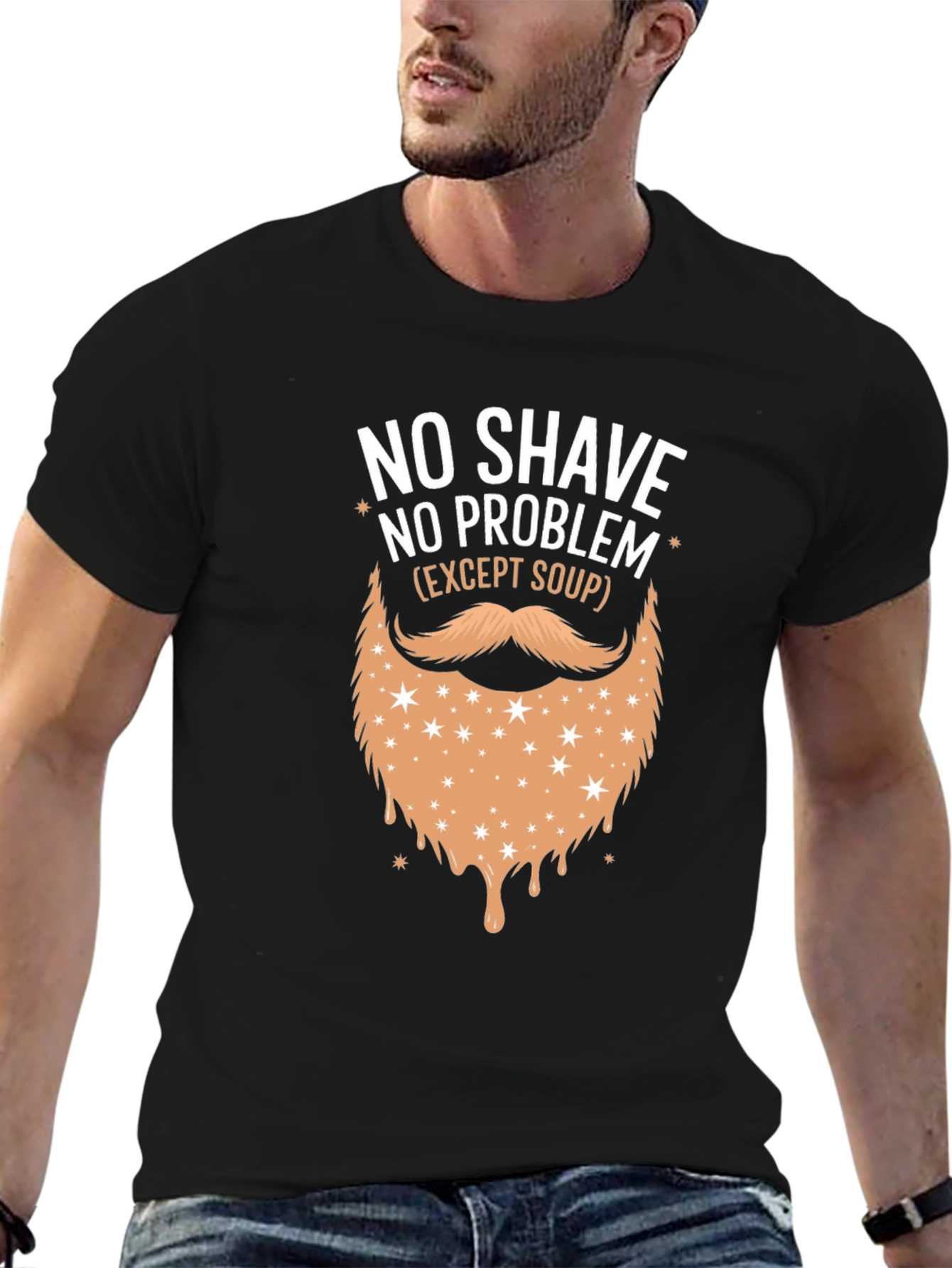 Black No Shave No Problem Funny Beard T-Shirt view 6