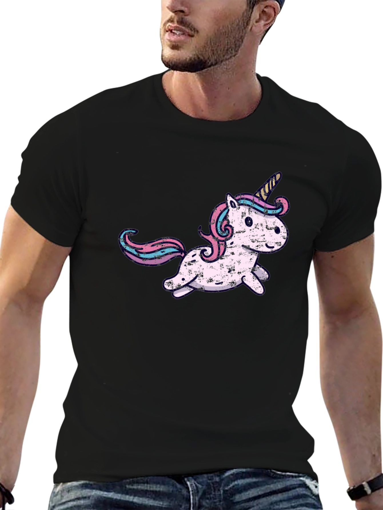 Black Unicorn Graphic Tee - Men's Black T-Shirt view 6