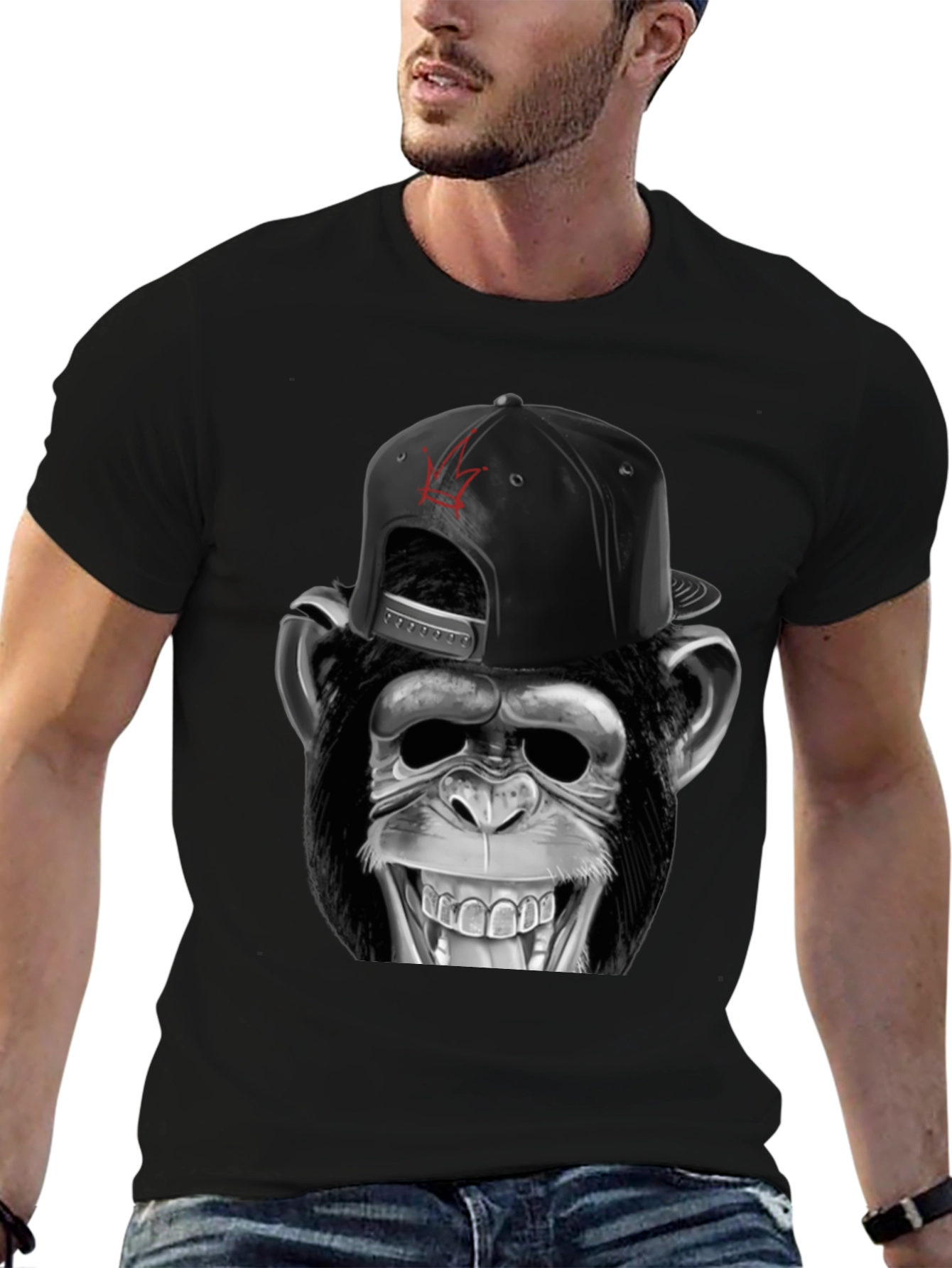 Black Monkey T-Shirt - Funny Animal Tee view 6