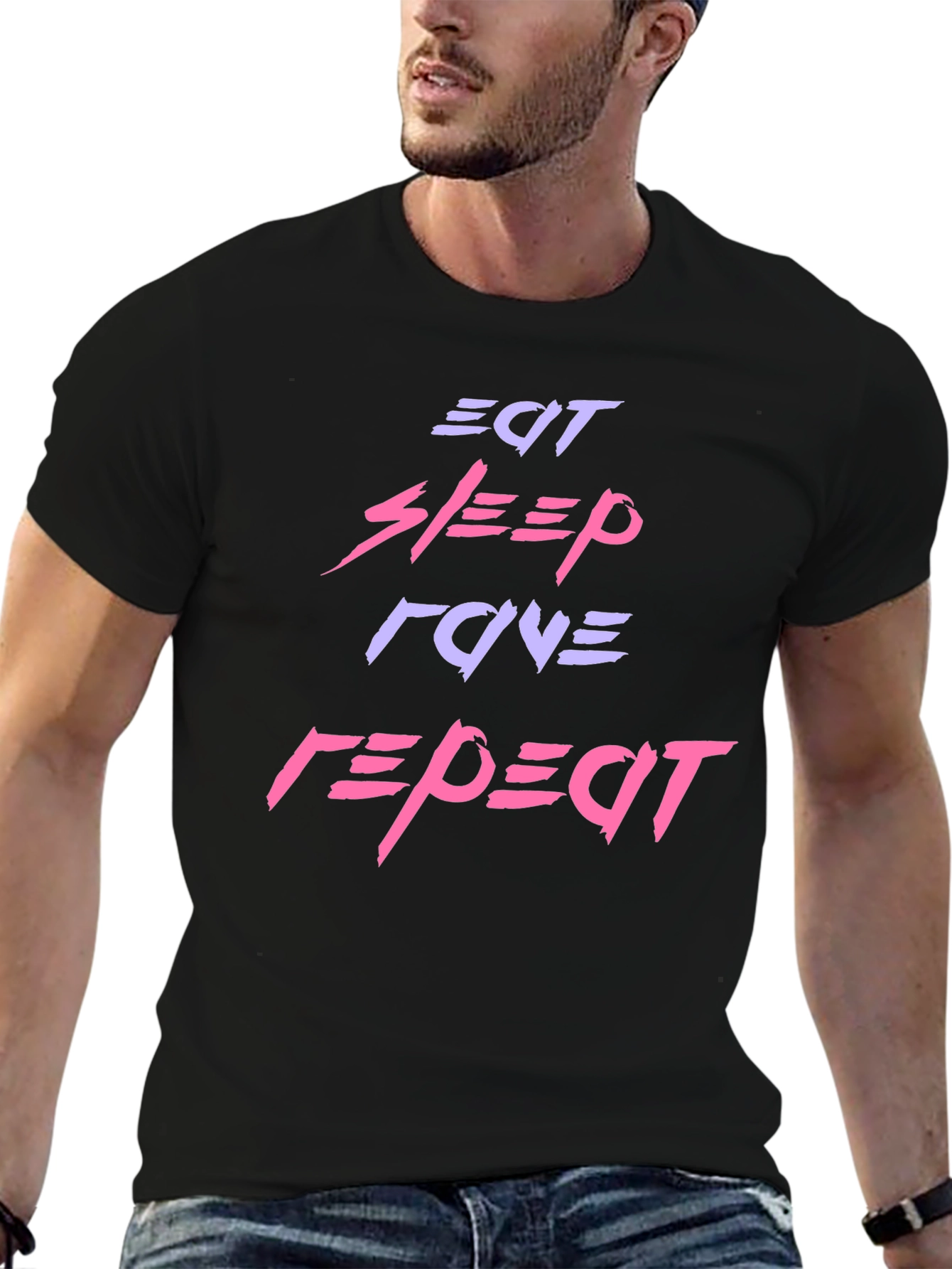 Black Eat Sleep Love Repeat Graphic Tee view 6