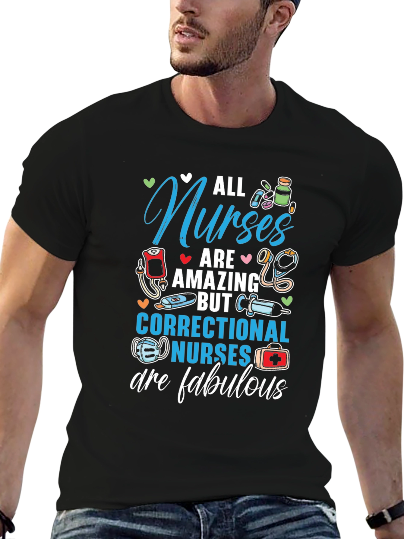 Black Correctional Nurse Fabulous T-Shirt view 6