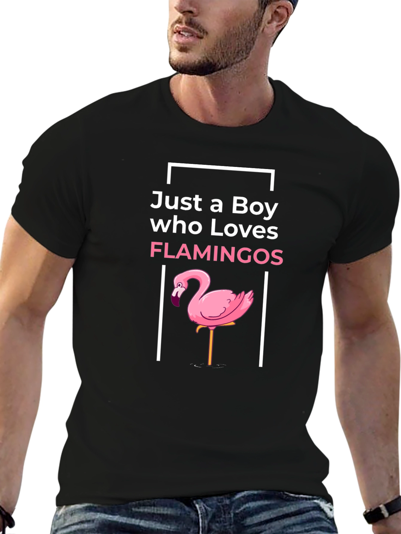 Black Boy Who Loves Flamingos Graphic Tee view 6