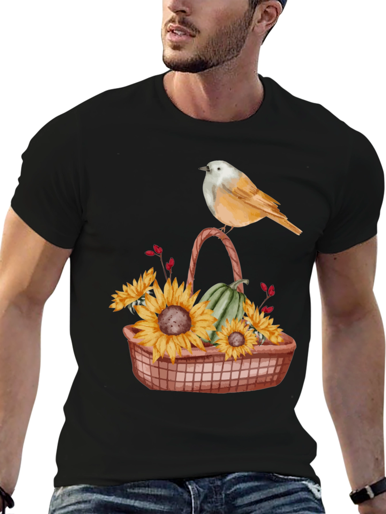 Bird & Basket of Sunflowers Graphic Tee - 6